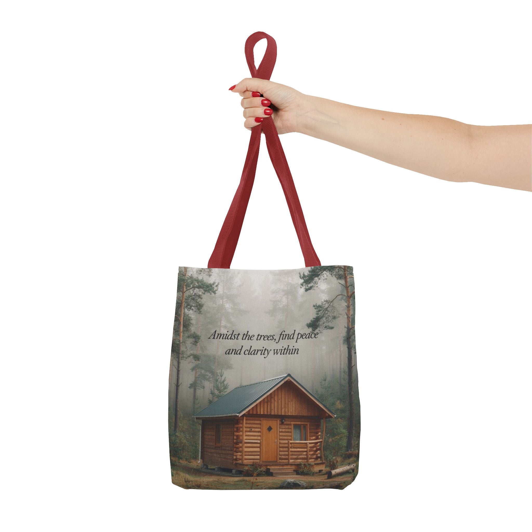 Cabin in the Woods Tote Bag — "Amidst the trees, find peace and clarity within" Nature Canvas Tote