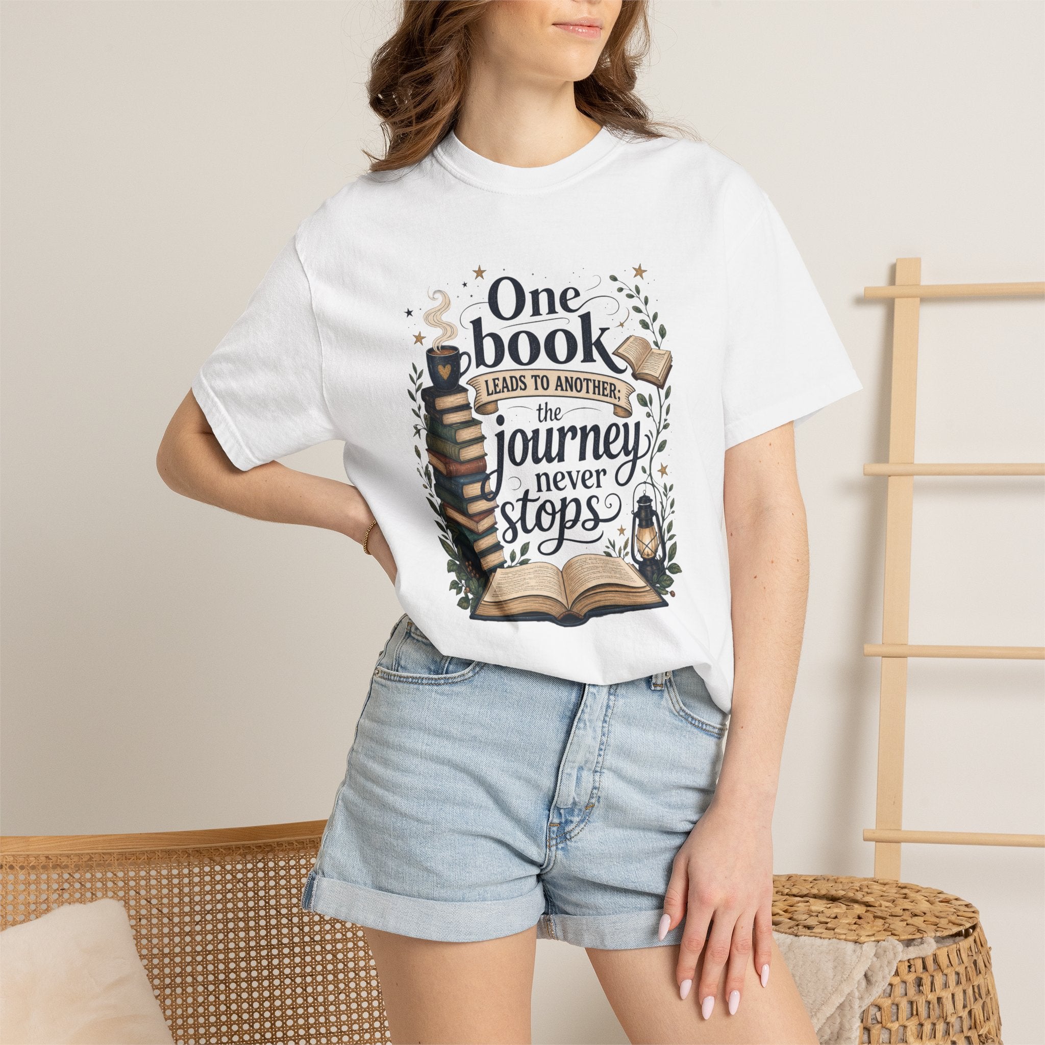 One Book Leads to Another, the Journey Never Stops Literary Graphic Tee