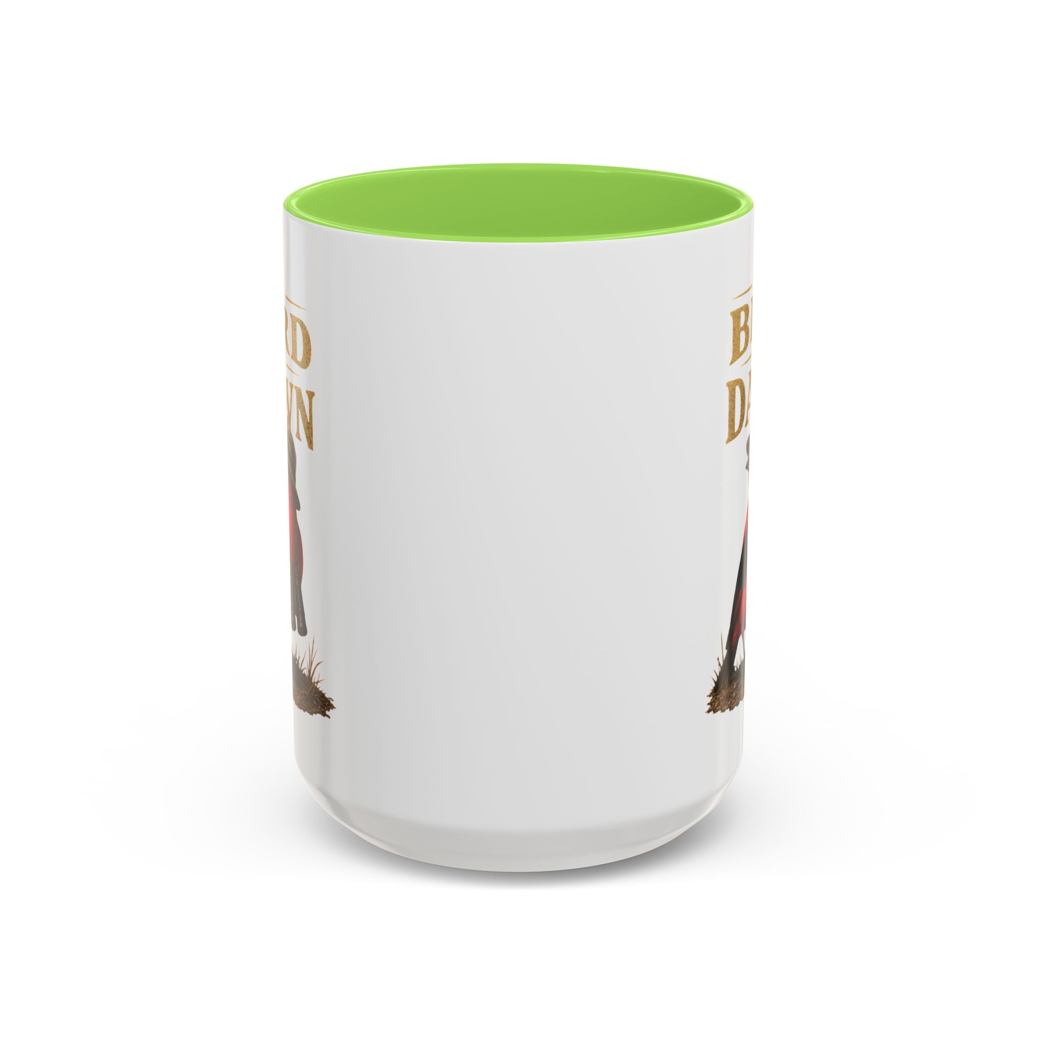 Birdwatcher Coffee Mug — "We Bird at Dawn" Illustrated Scarlet Tanager Mug (11oz/15oz)