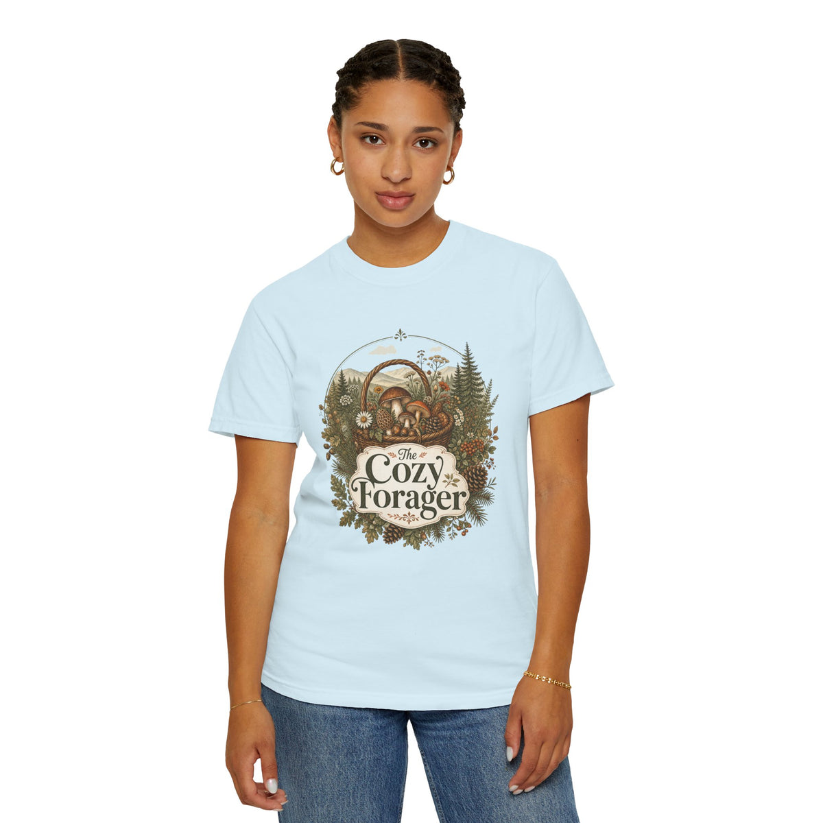 The Cozy Forager T-Shirt - Foraging Mushrooms & Forest Treasures