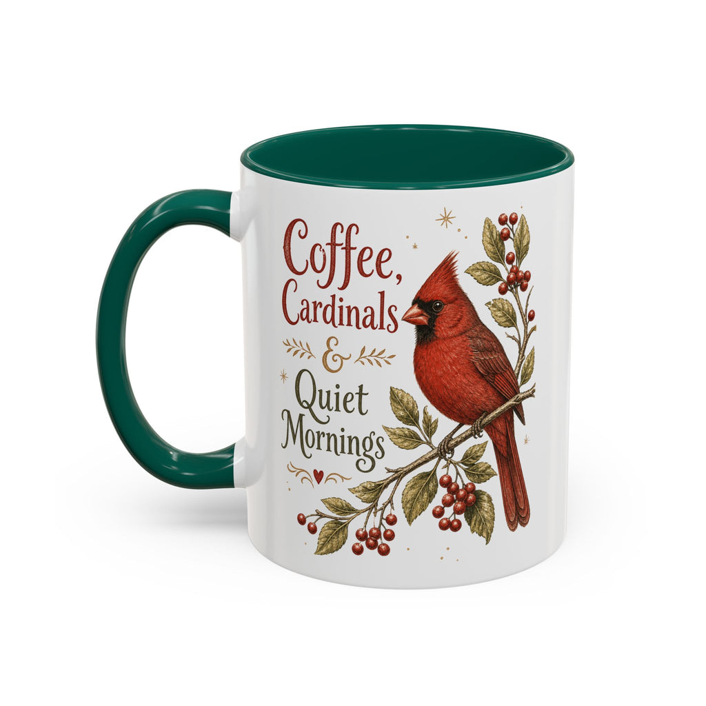 Coffee, Cardinals & Quiet Mornings Mug — Vintage Cardinal Illustration Birdwatcher Coffee Cup