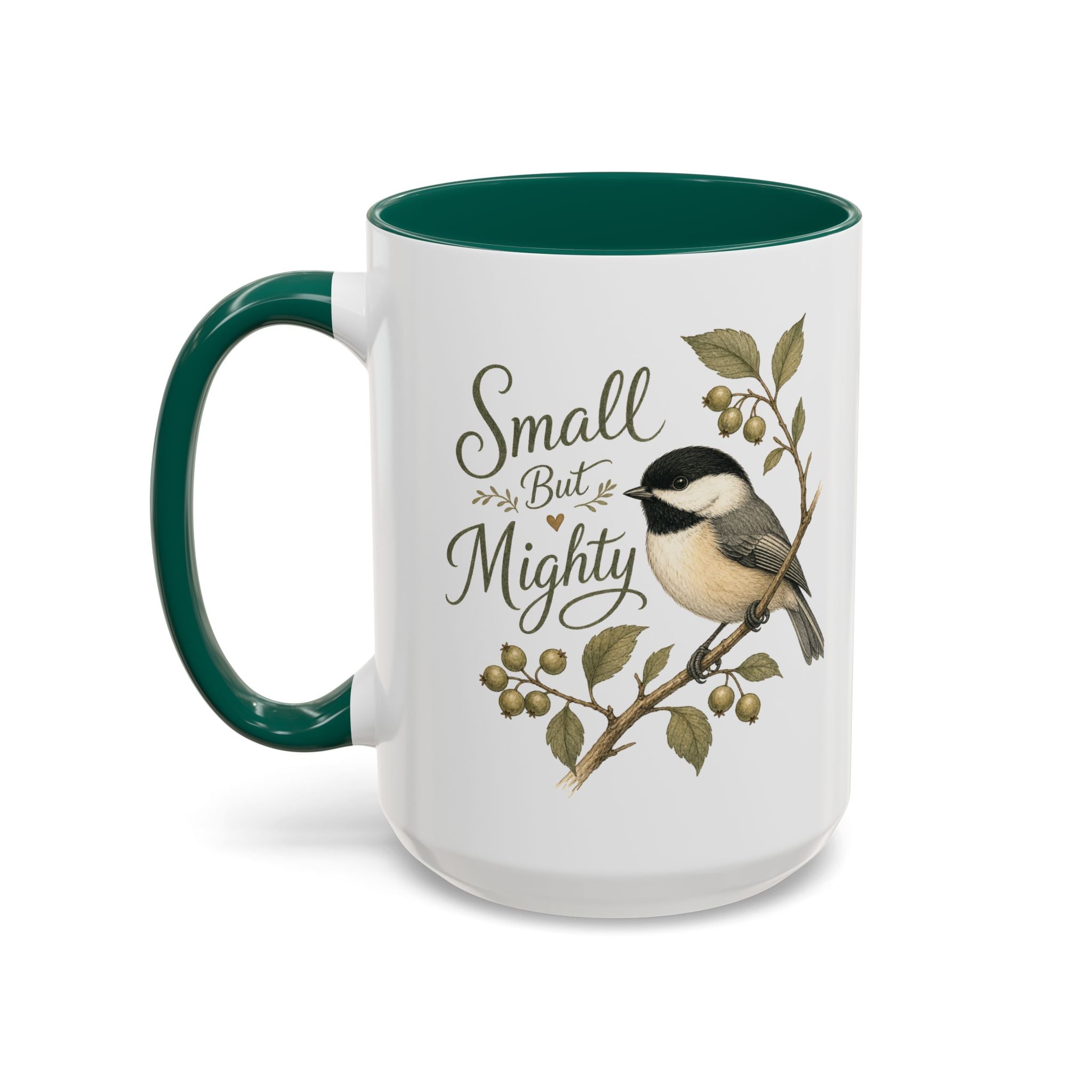Small But Mighty Chickadee Mug — Vintage Bird Illustration Birdwatcher Coffee Cup