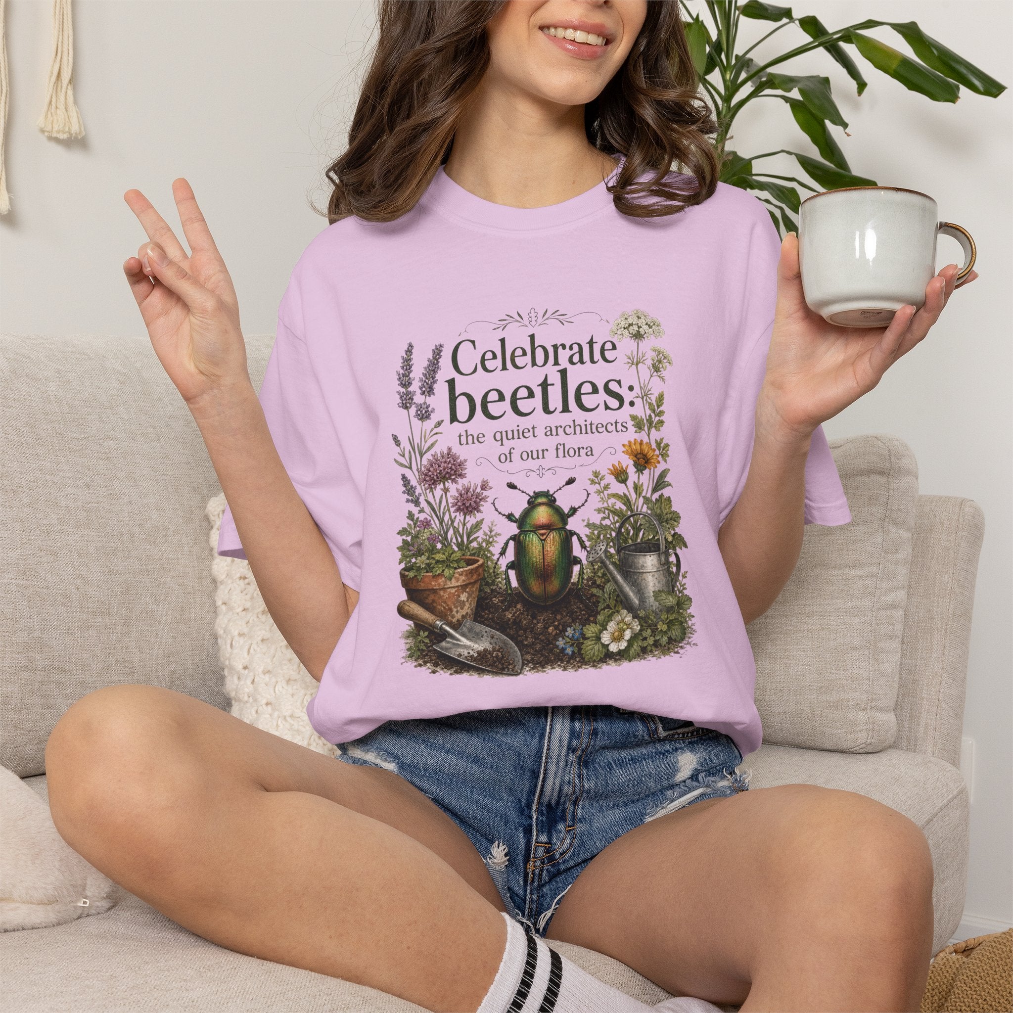 Celebrate Beetles The Quiet Architects of our Flora T-Shirt — Vintage Botanical Insect Garden Tee