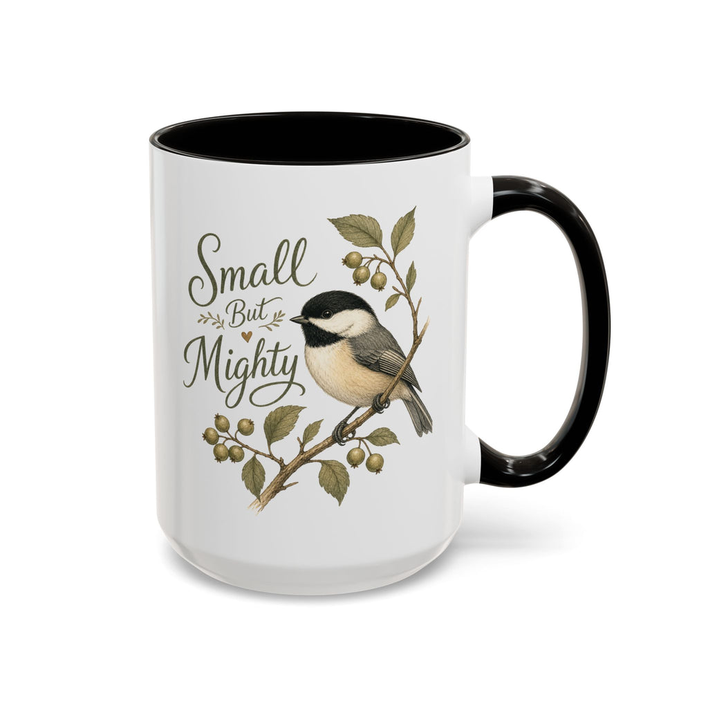 Small But Mighty Chickadee Mug — Vintage Bird Illustration Birdwatcher Coffee Cup