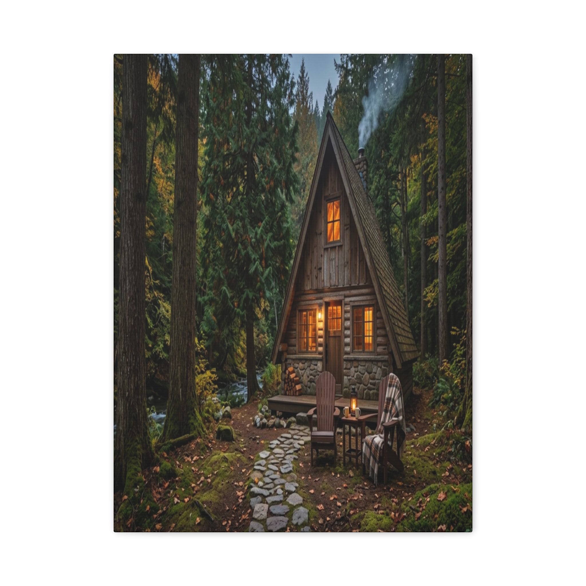 Cozy A-Frame Cabin Matte Canvas Wall Art Woodland Living