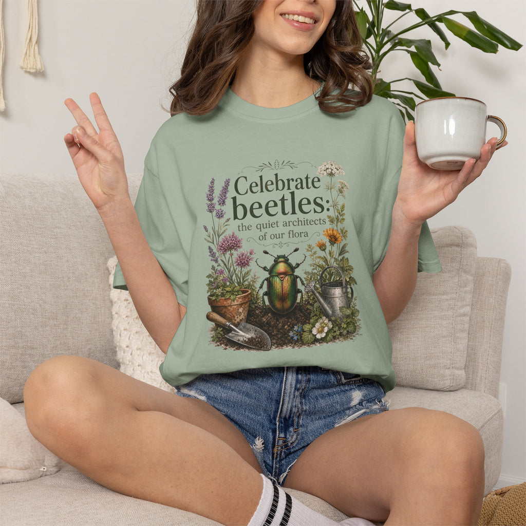 Celebrate Beetles The Quiet Architects of our Flora T-Shirt — Vintage Botanical Insect Garden Tee