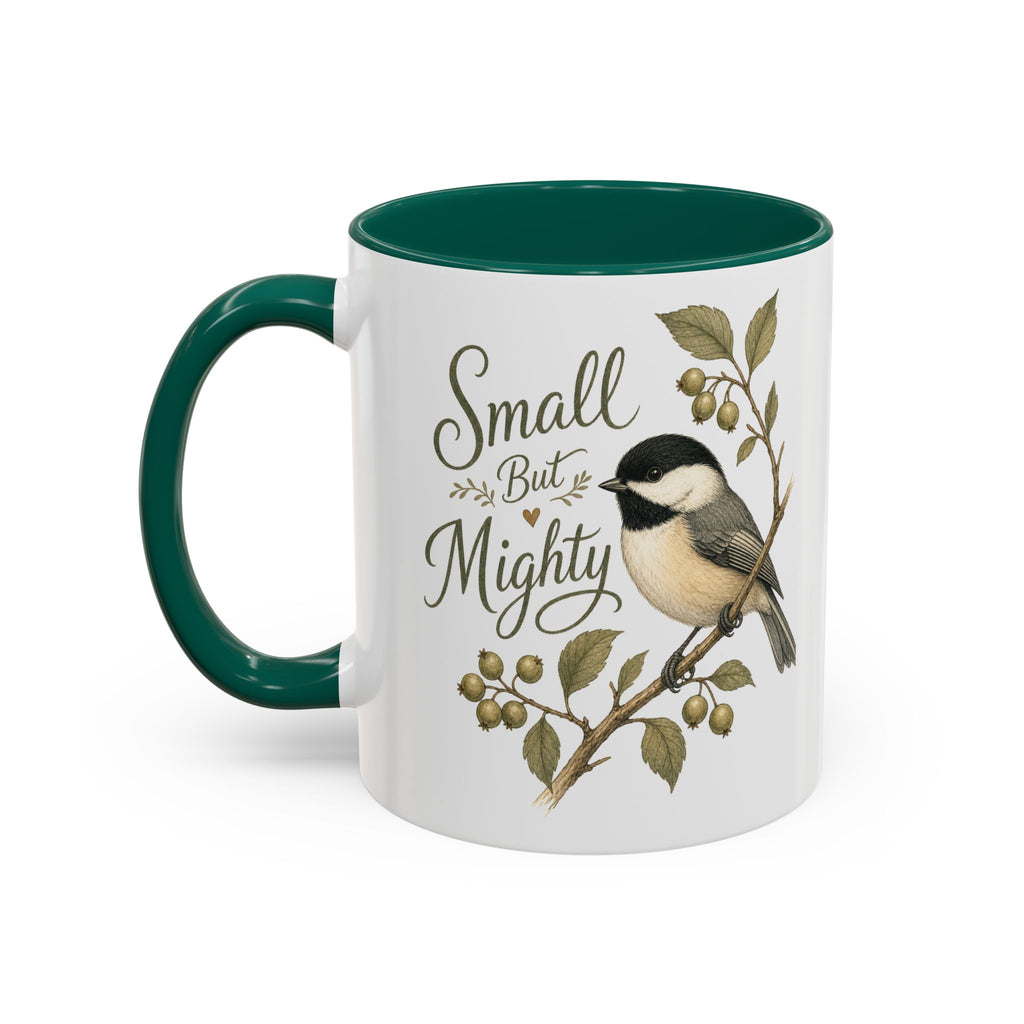 Small But Mighty Chickadee Mug — Vintage Bird Illustration Birdwatcher Coffee Cup