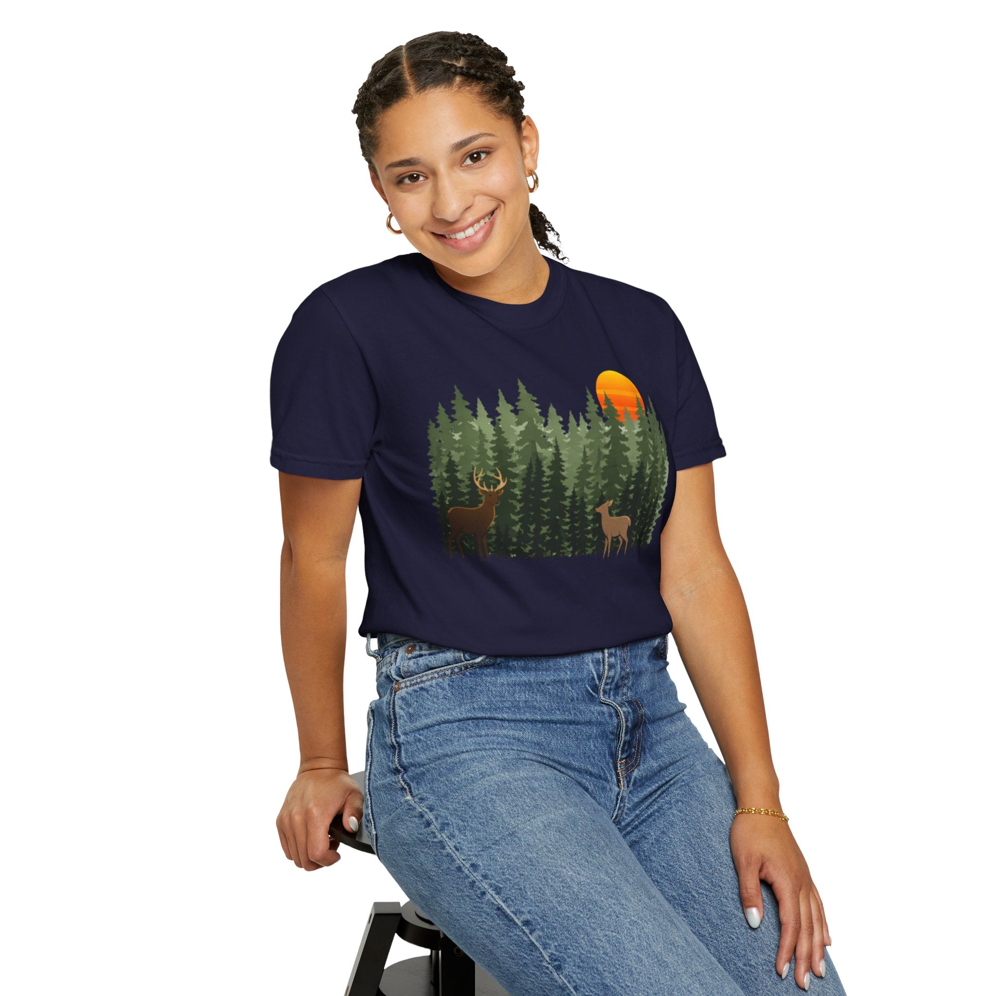 Forest Sunset Deer T-Shirt — Nature Wildlife Tee
