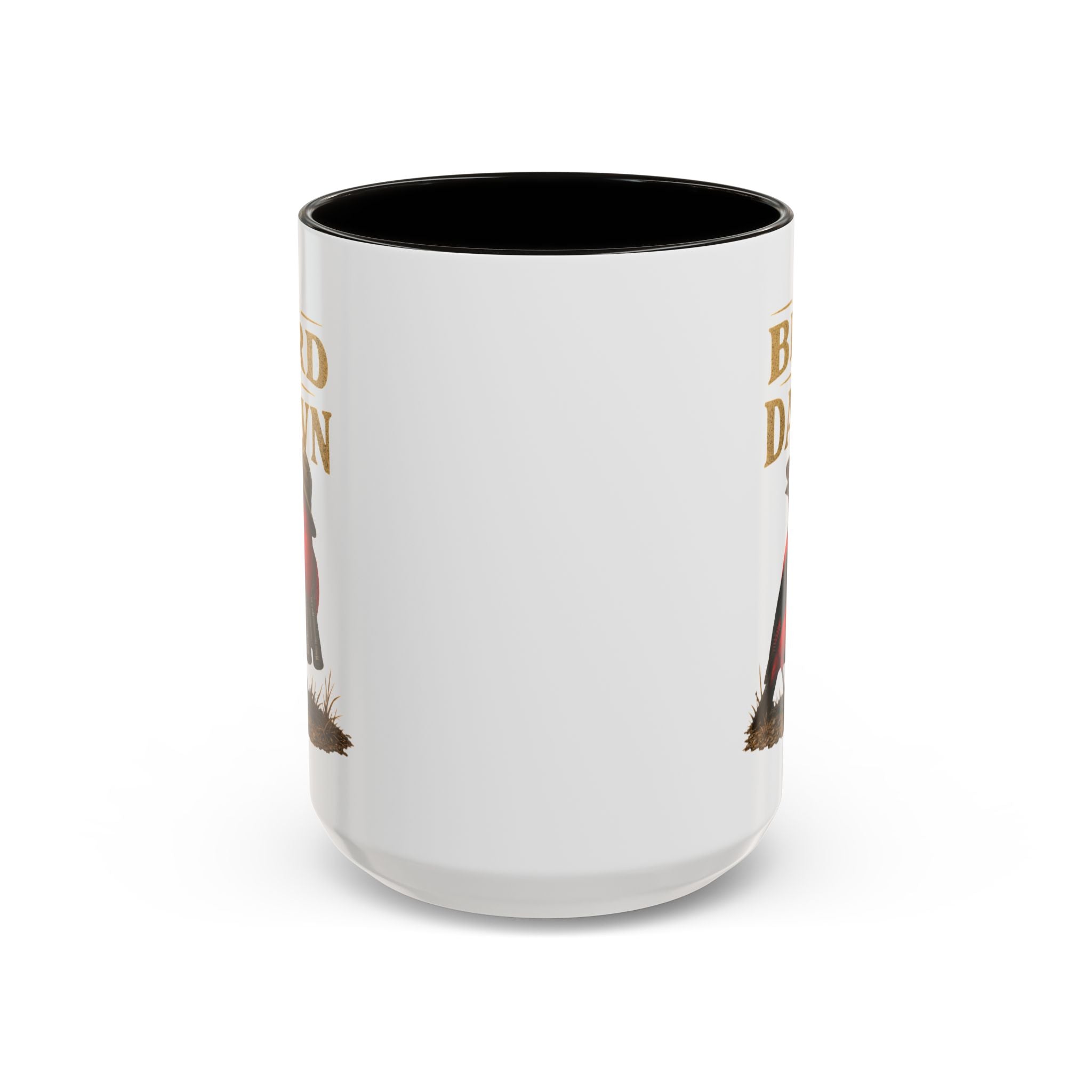Birdwatcher Coffee Mug — "We Bird at Dawn" Illustrated Scarlet Tanager Mug (11oz/15oz)