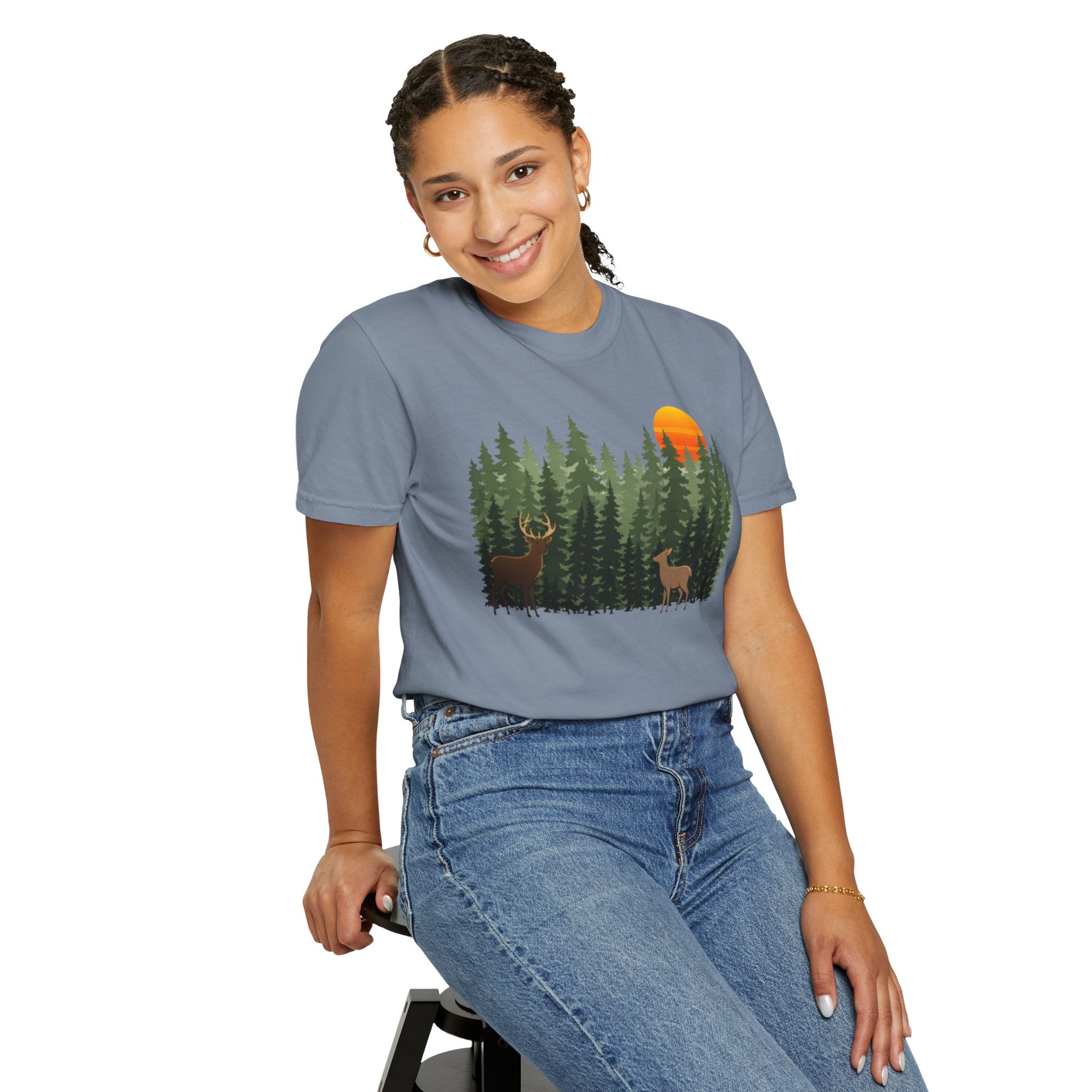 Forest Sunset Deer T-Shirt — Nature Wildlife Tee
