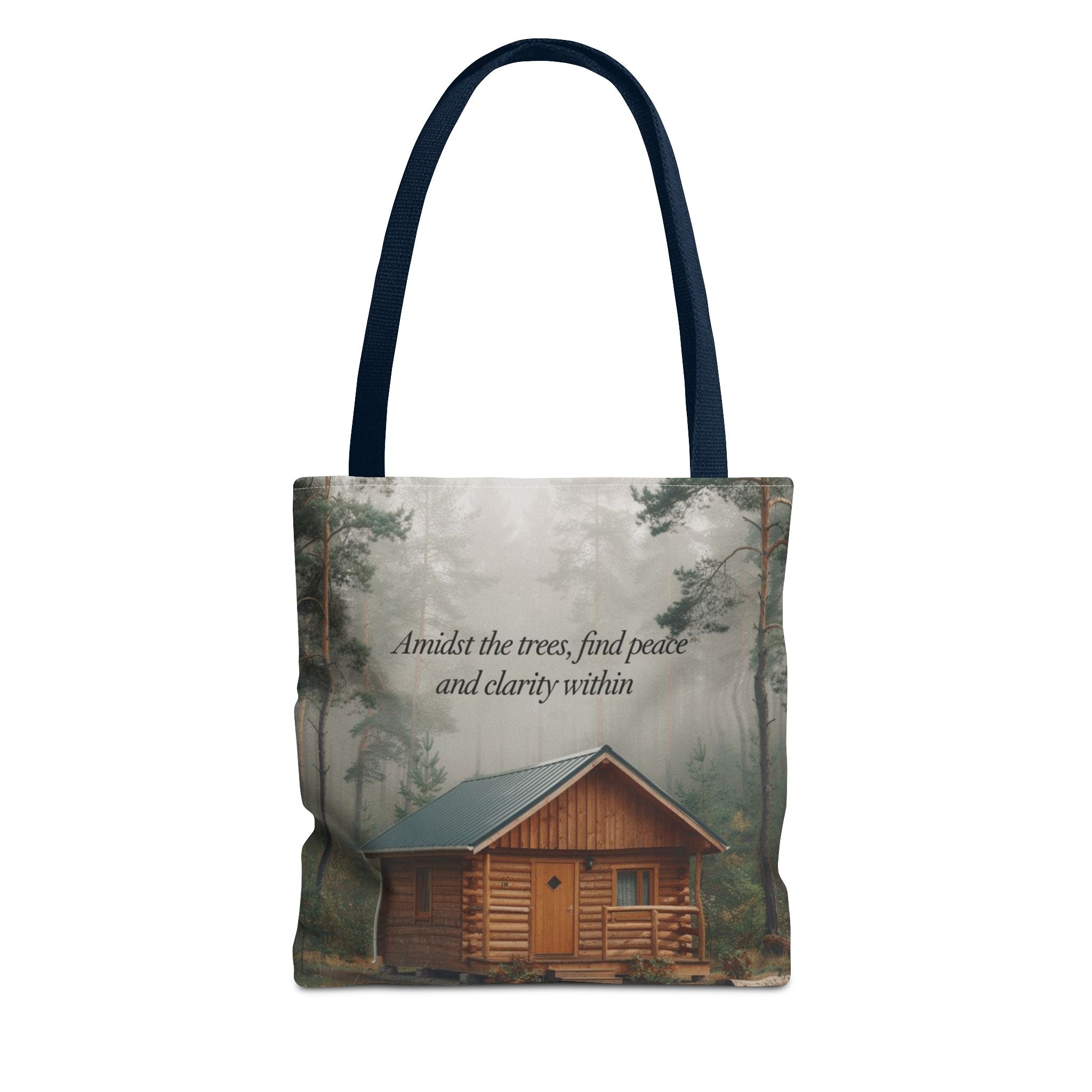 Cabin in the Woods Tote Bag — "Amidst the trees, find peace and clarity within" Nature Canvas Tote