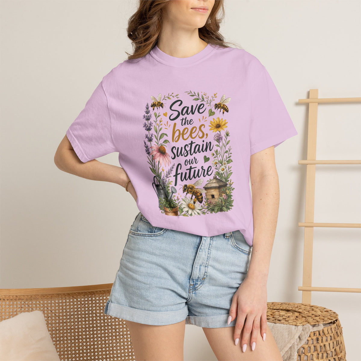 Save the bees, sustain our future T-Shirt — Floral Beekeeper Garden Tee