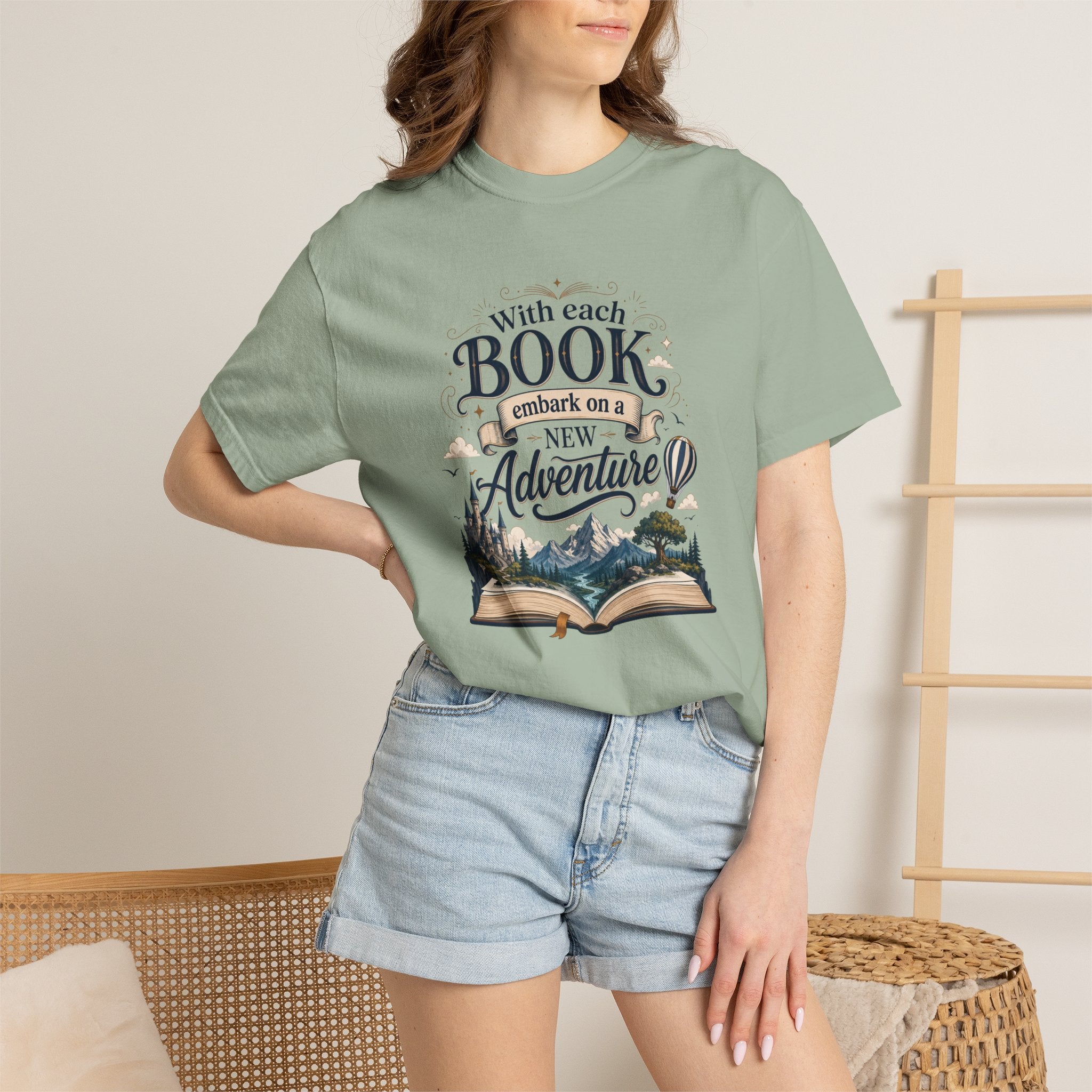 With Each Book Embarks a New Adventure Graphic Tee for Book Lovers Adventure Book T-Shirt