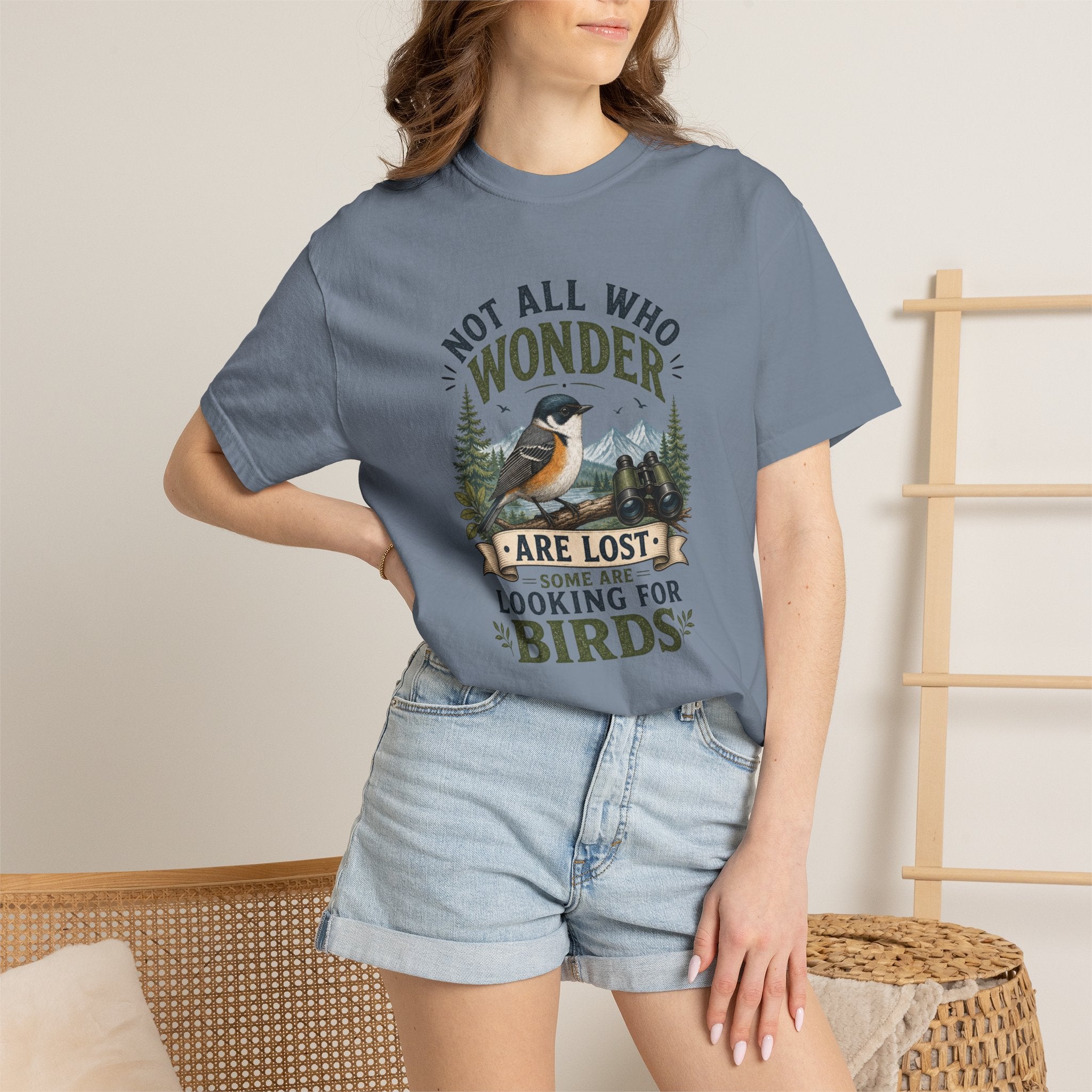 Birdwatcher T-Shirt — Not All Who Wonder Are Lost Nature Hiking Tee