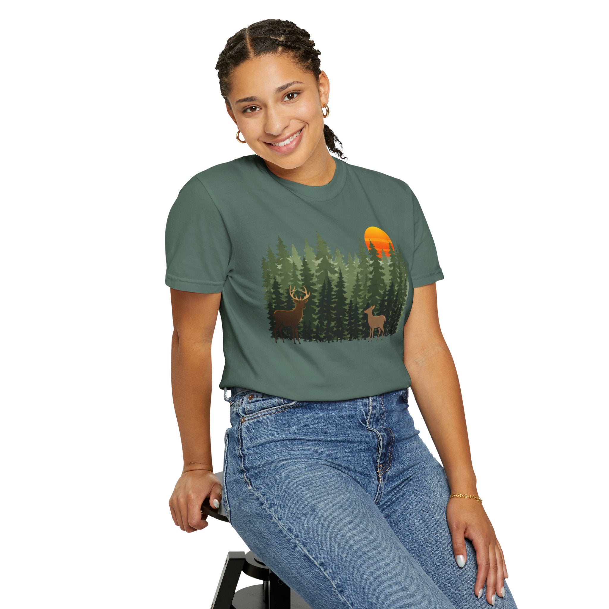 Forest Sunset Deer T-Shirt — Nature Wildlife Tee