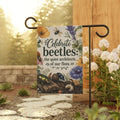 Celebrate Beetles The Quiet Architects of our Flora Garden Flag — Floral Insect Decor for Garden & Yard
