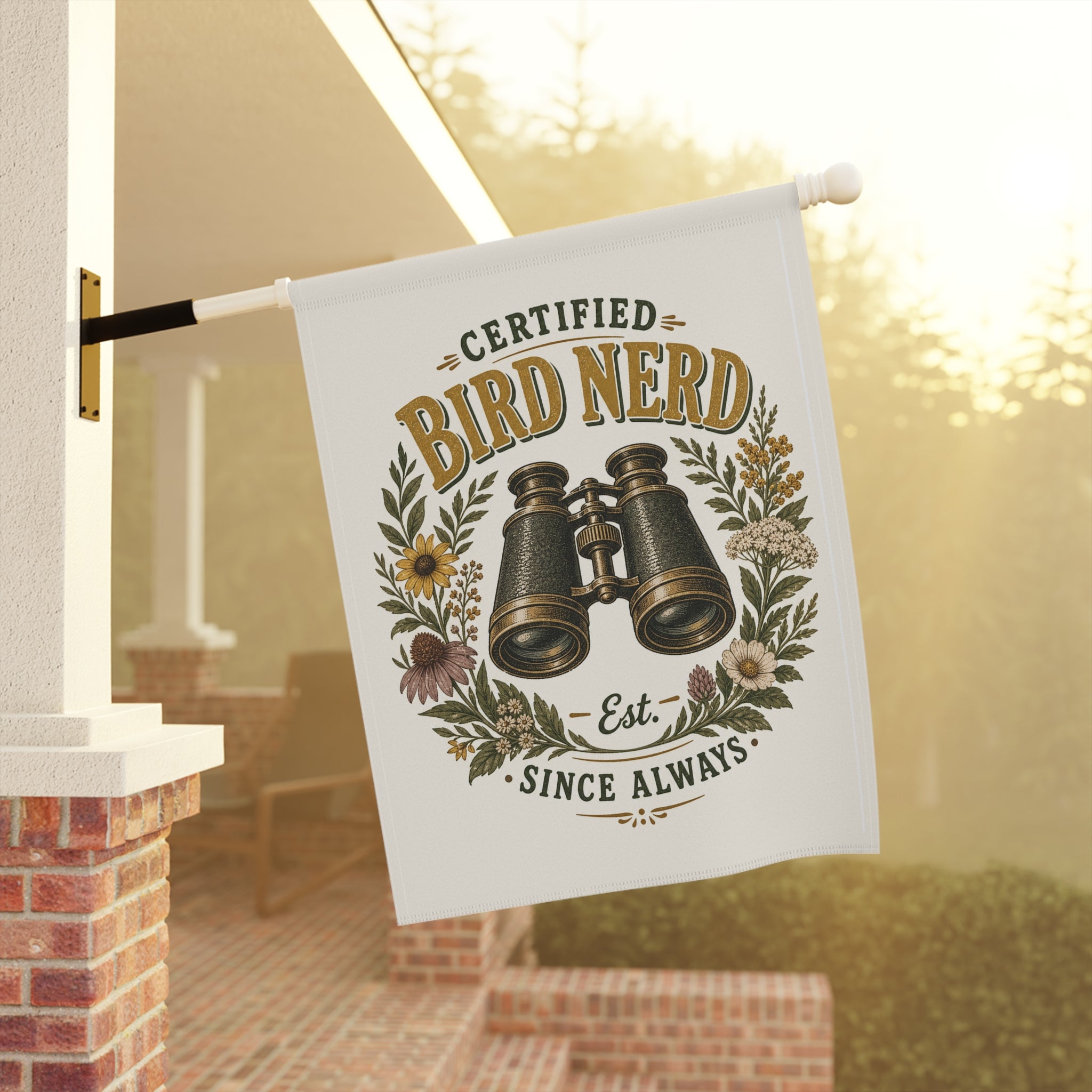 Certified Bird Nerd Garden Flag — Funny Birdwatcher Yard Decor Gift