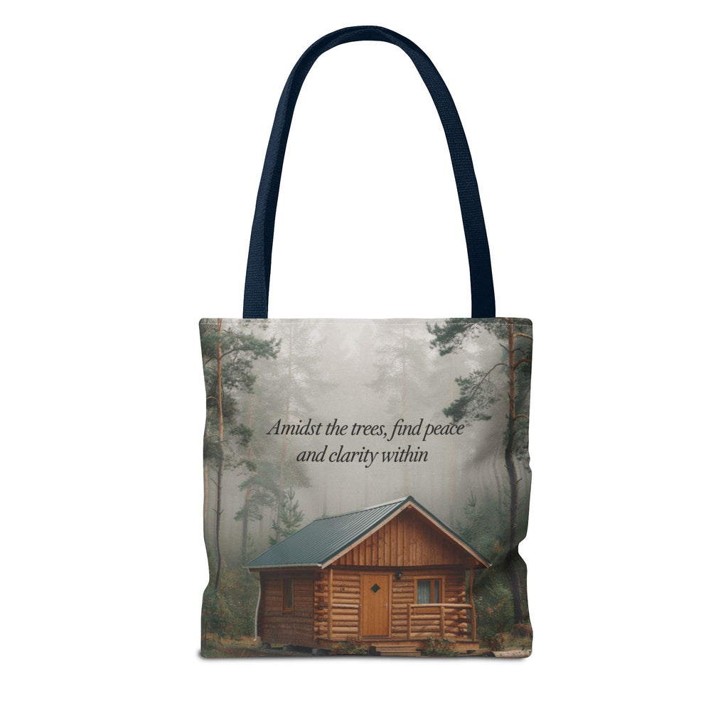Cabin in the Woods Tote Bag — "Amidst the trees, find peace and clarity within" Nature Canvas Tote