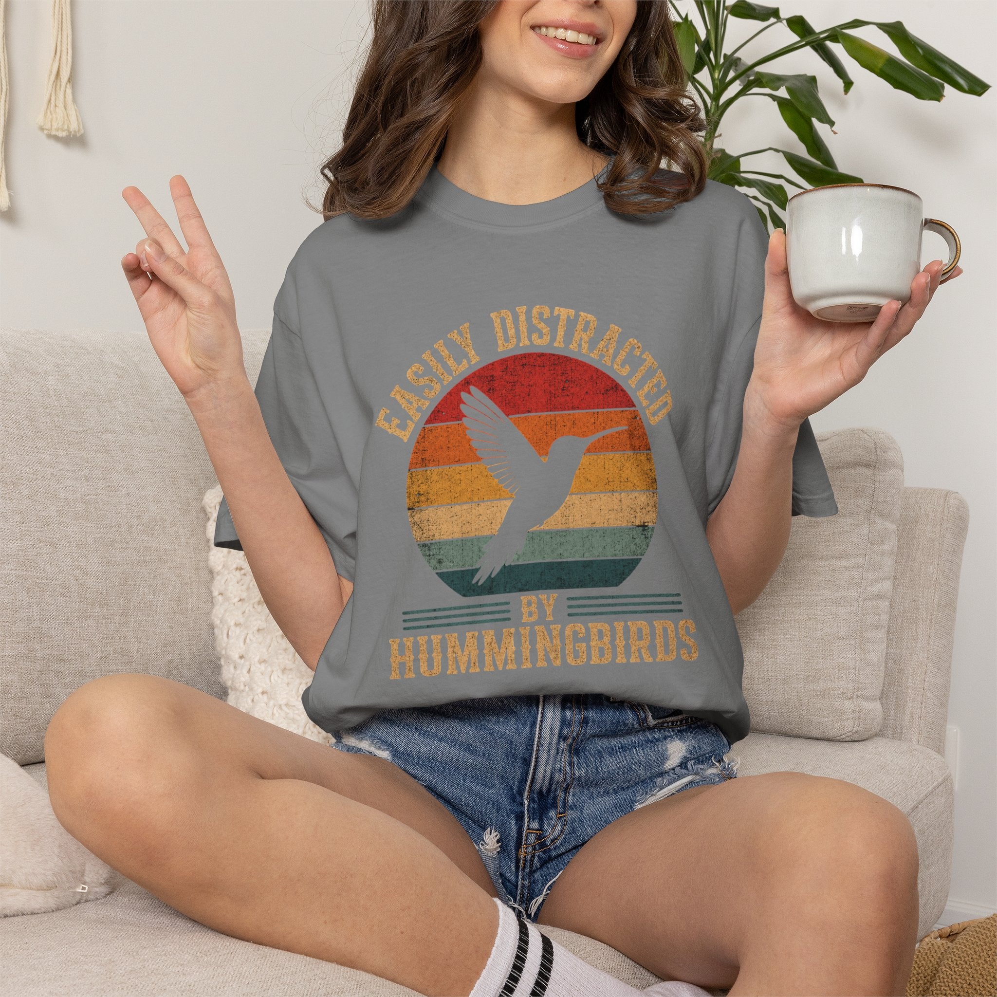 Easily Distracted by Hummingbirds T-Shirt — Retro Birdwatching Tee