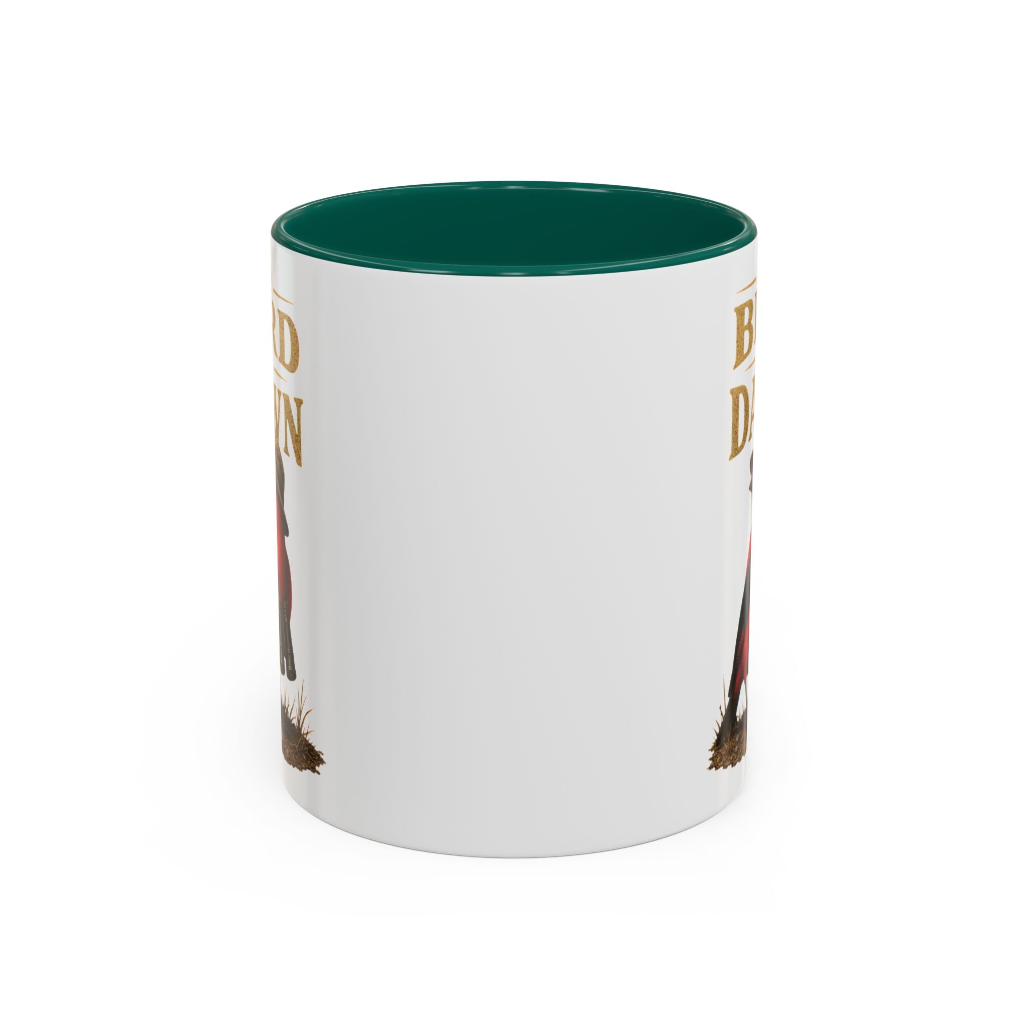 Birdwatcher Coffee Mug — "We Bird at Dawn" Illustrated Scarlet Tanager Mug (11oz/15oz)