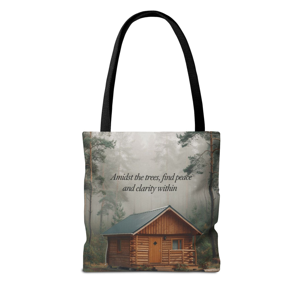 Cabin in the Woods Tote Bag — "Amidst the trees, find peace and clarity within" Nature Canvas Tote
