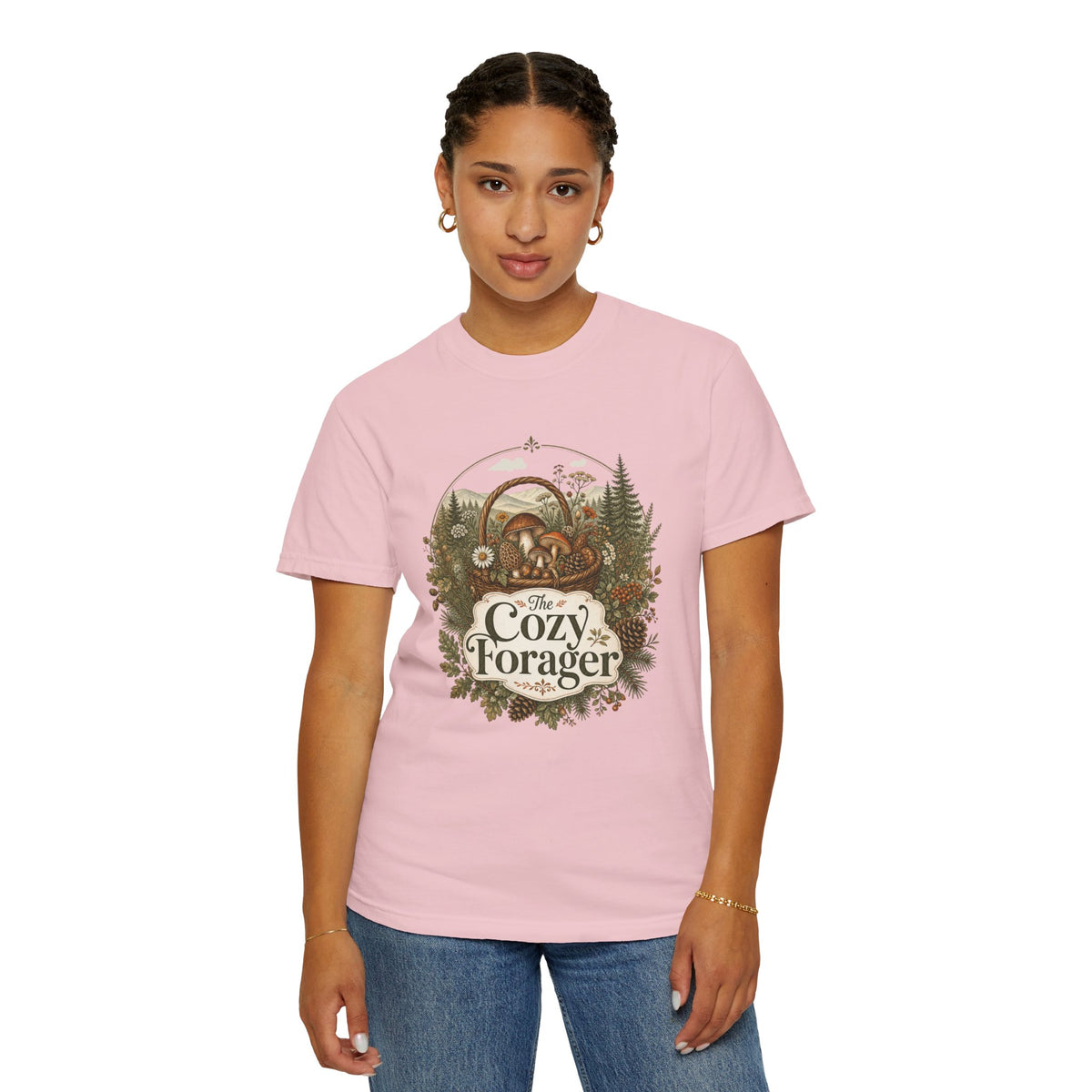 The Cozy Forager T-Shirt - Foraging Mushrooms & Forest Treasures