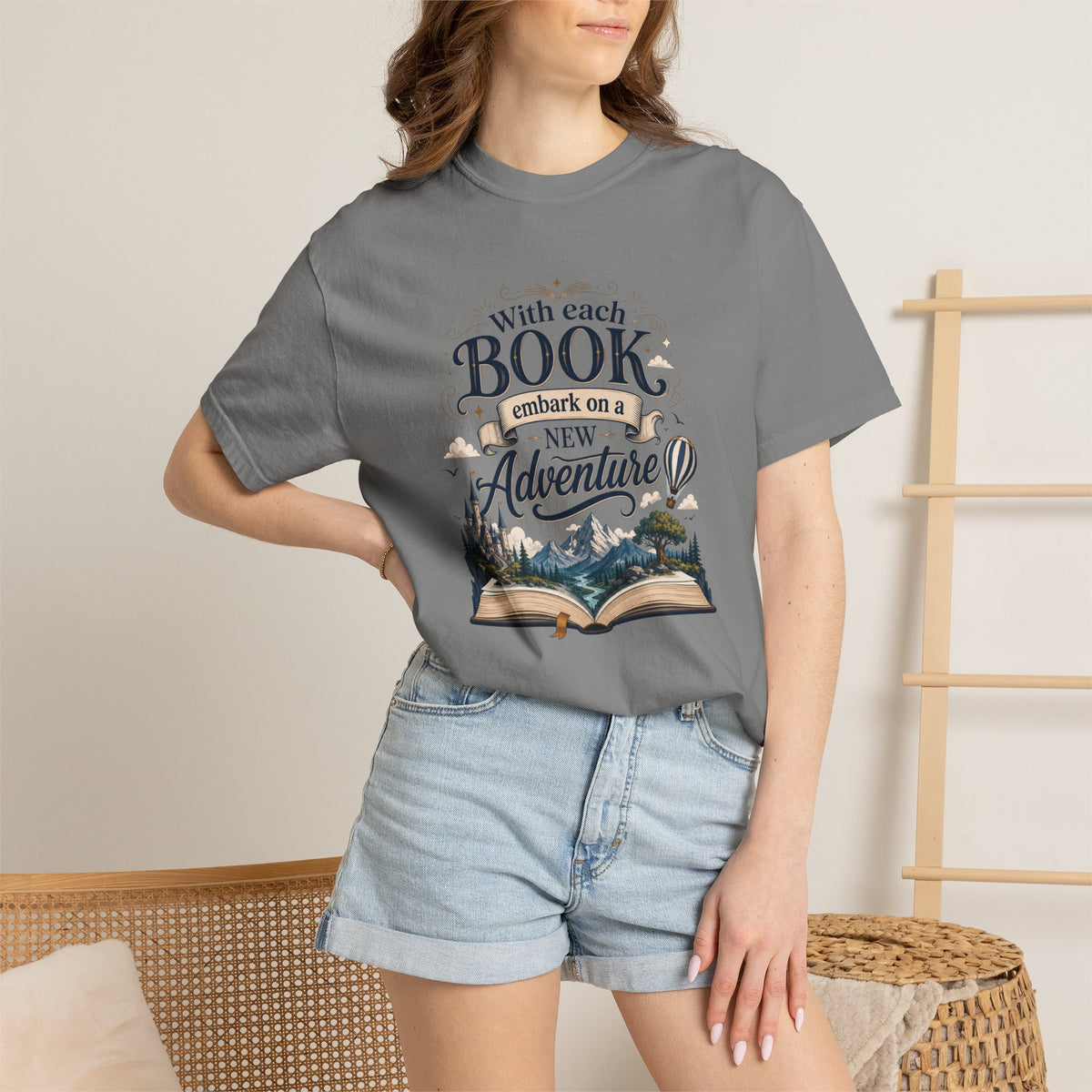 With Each Book Embarks a New Adventure Graphic Tee for Book Lovers Adventure Book T-Shirt