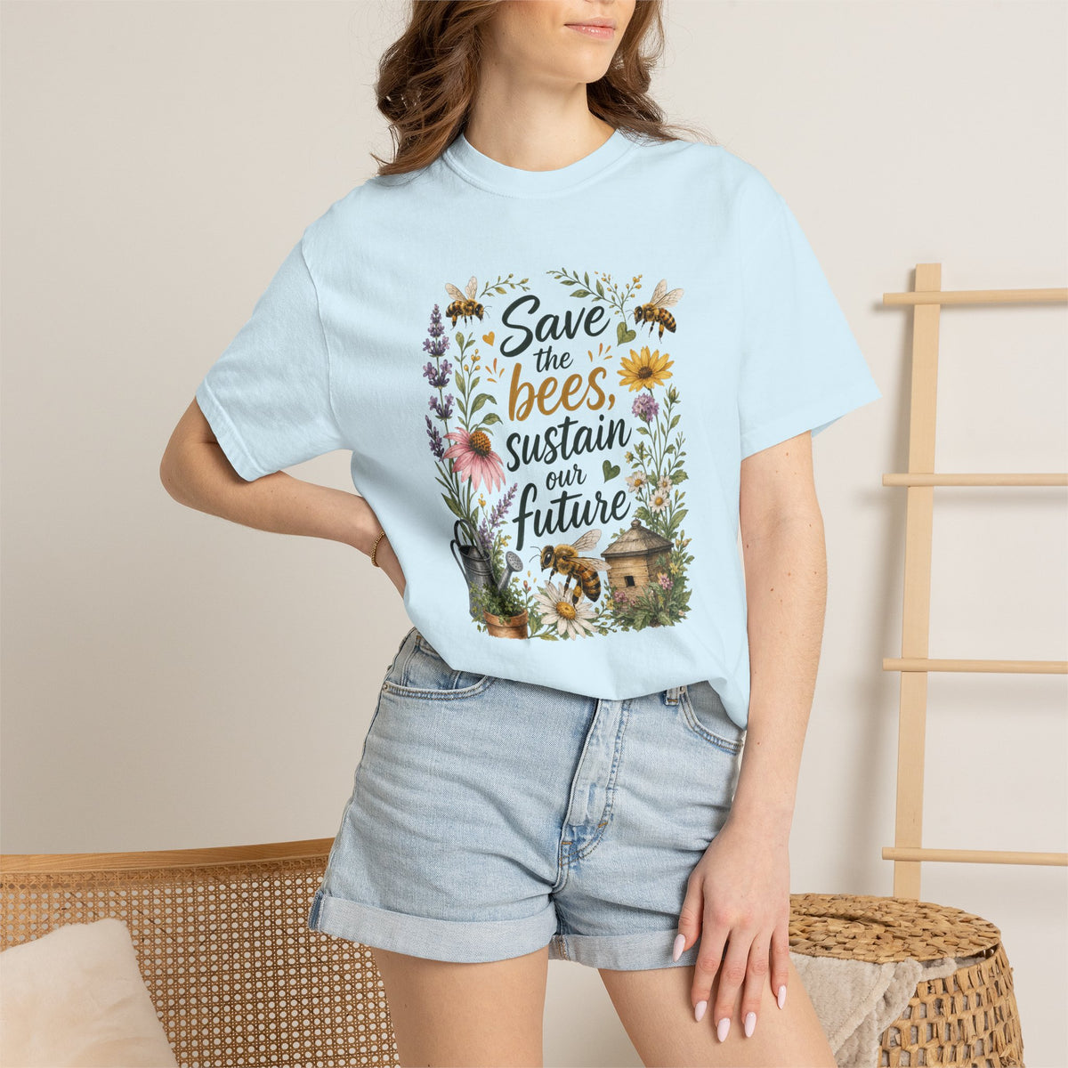 Save the bees, sustain our future T-Shirt — Floral Beekeeper Garden Tee