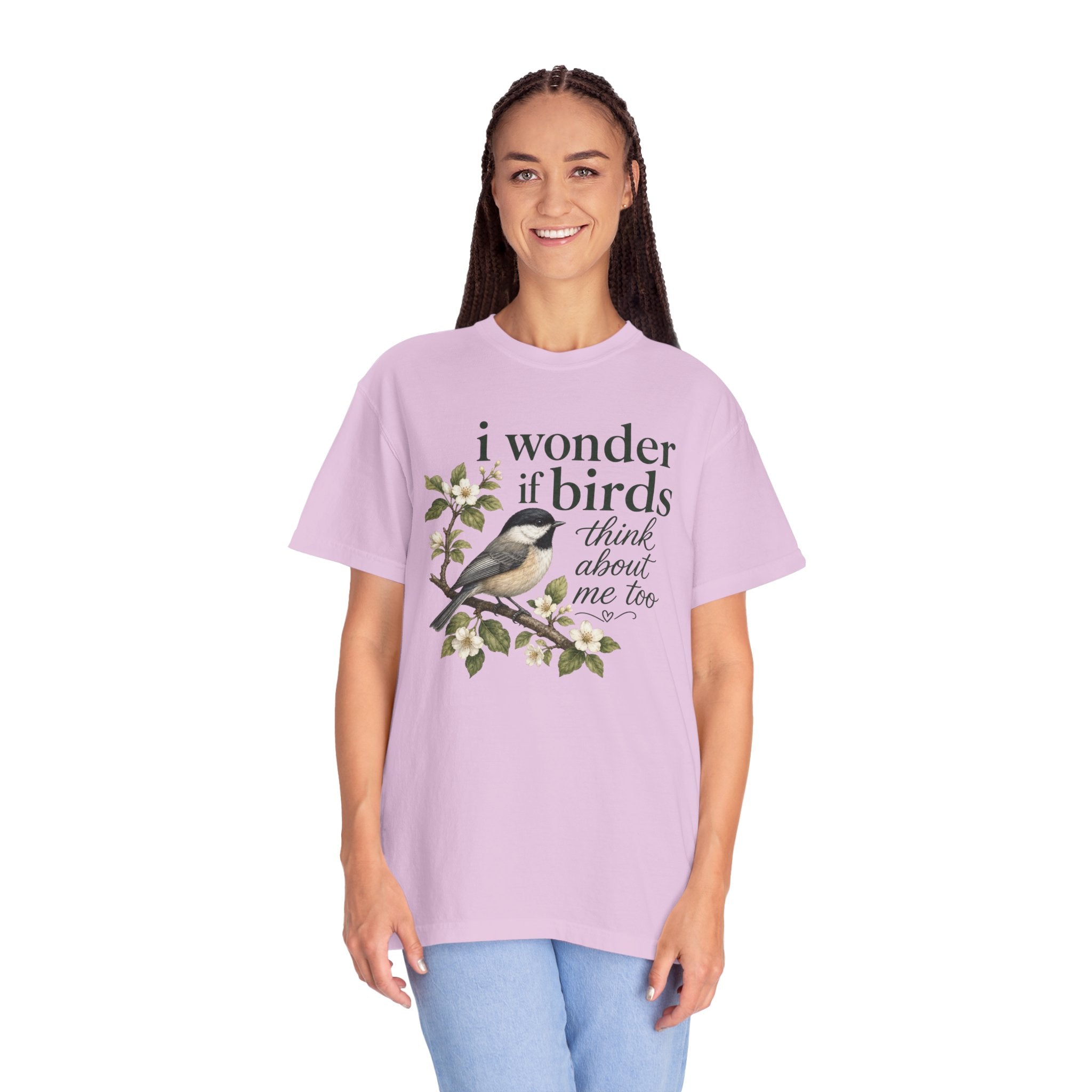 "I Wonder If Birds Think About Me Too" T-Shirt — Bird Lover Tee