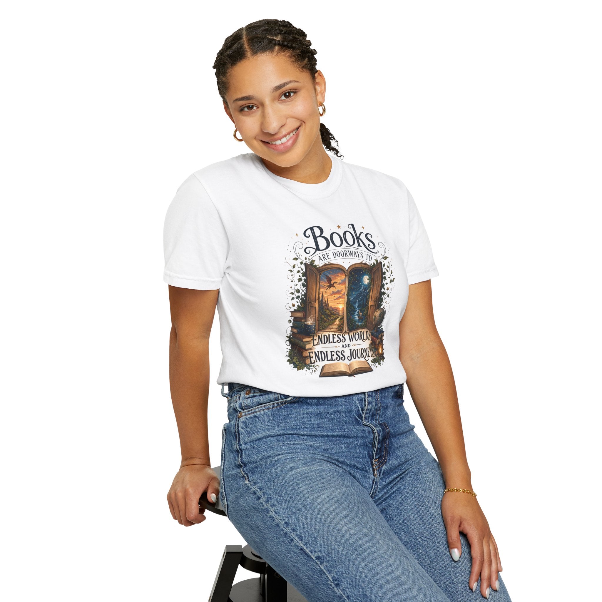 Books Aer Doorways to Endless Worlds and Endless Journeys T-Shirt