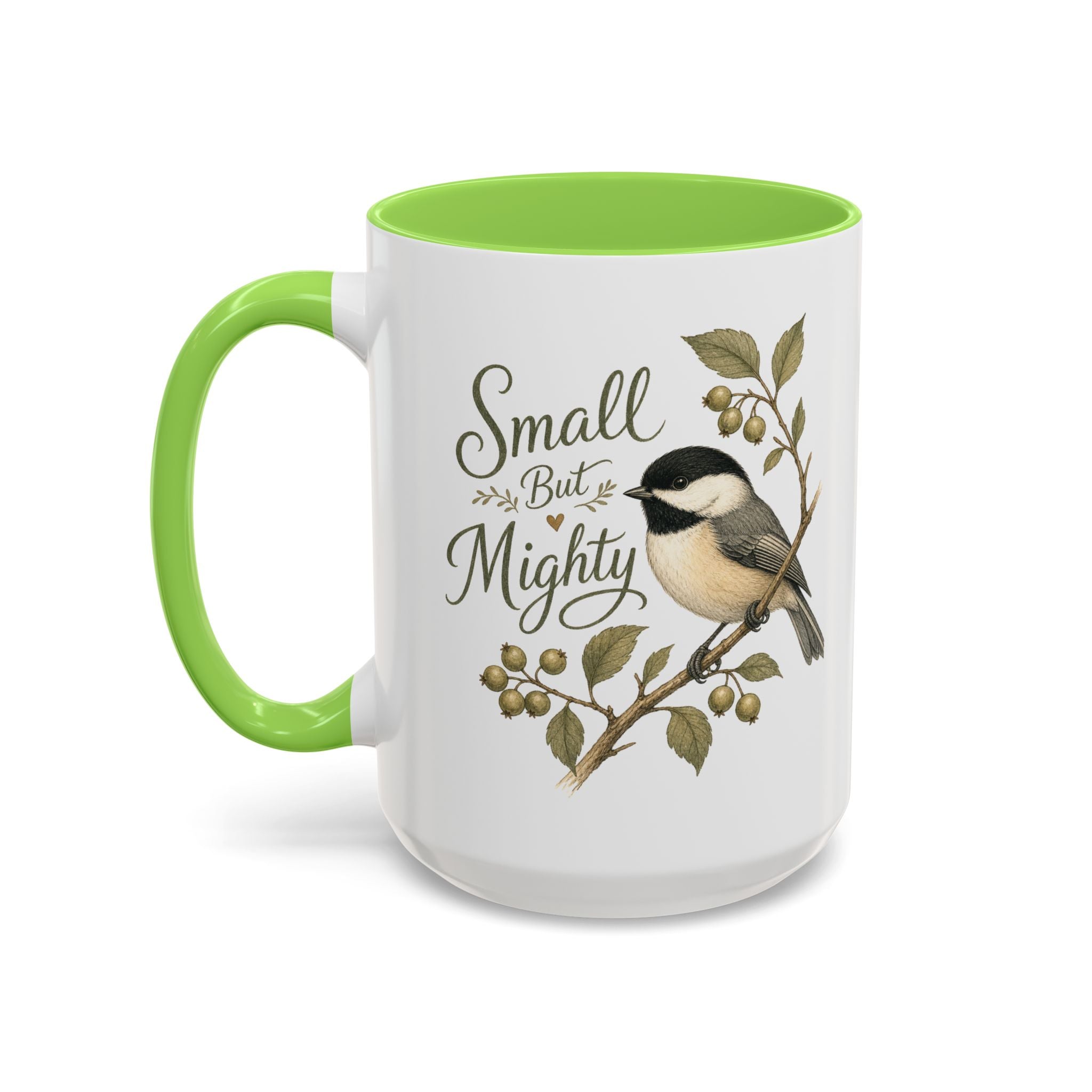 Small But Mighty Chickadee Mug — Vintage Bird Illustration Birdwatcher Coffee Cup