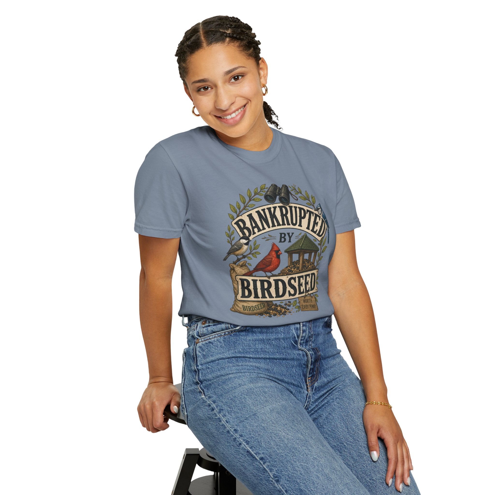 Bankrupted by Birdseed T-Shirt — Funny Backyard Birding Tee
