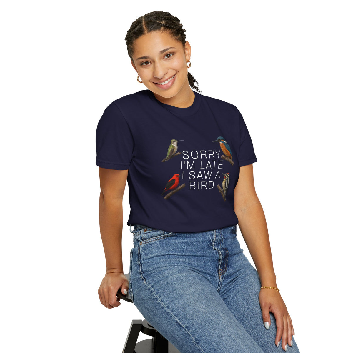 Sorry I’m Late I Saw a Bird T-Shirt - Birdwatching Tee for Nature Lovers