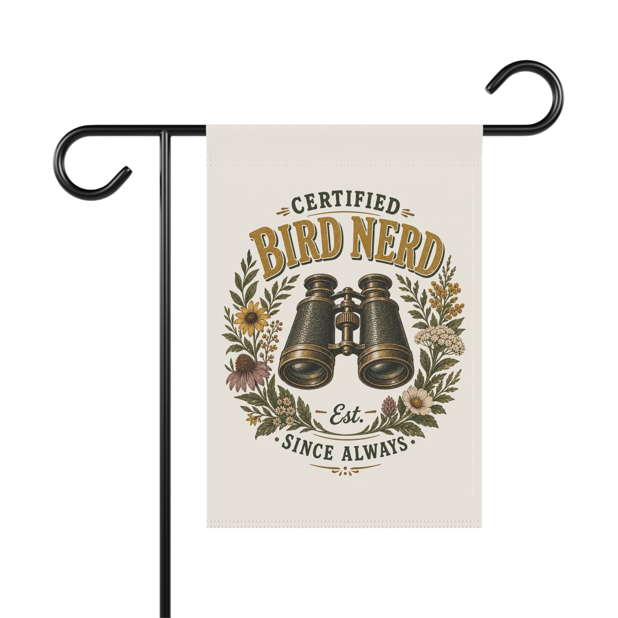 Certified Bird Nerd Garden Flag — Funny Birdwatcher Yard Decor Gift