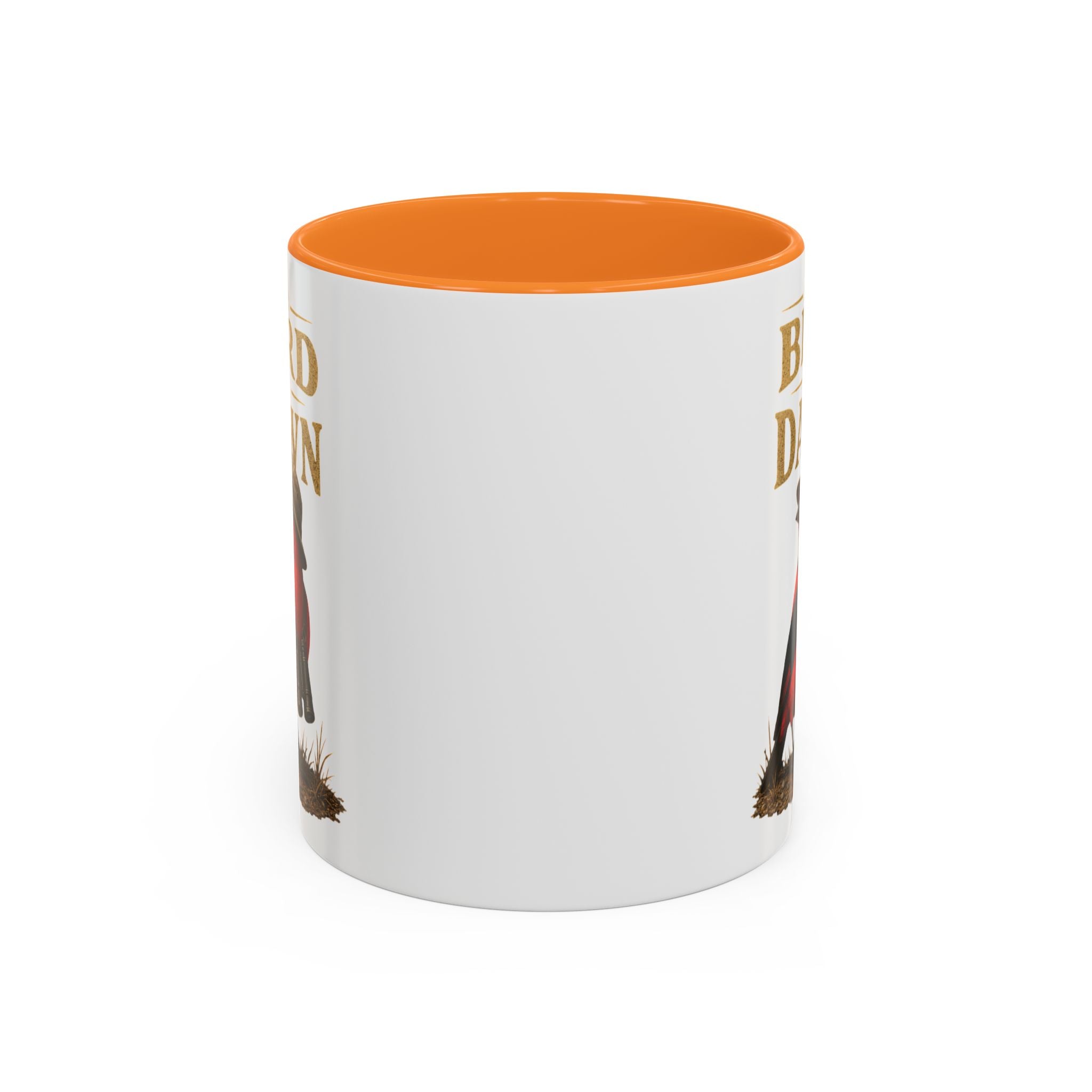 Birdwatcher Coffee Mug — "We Bird at Dawn" Illustrated Scarlet Tanager Mug (11oz/15oz)