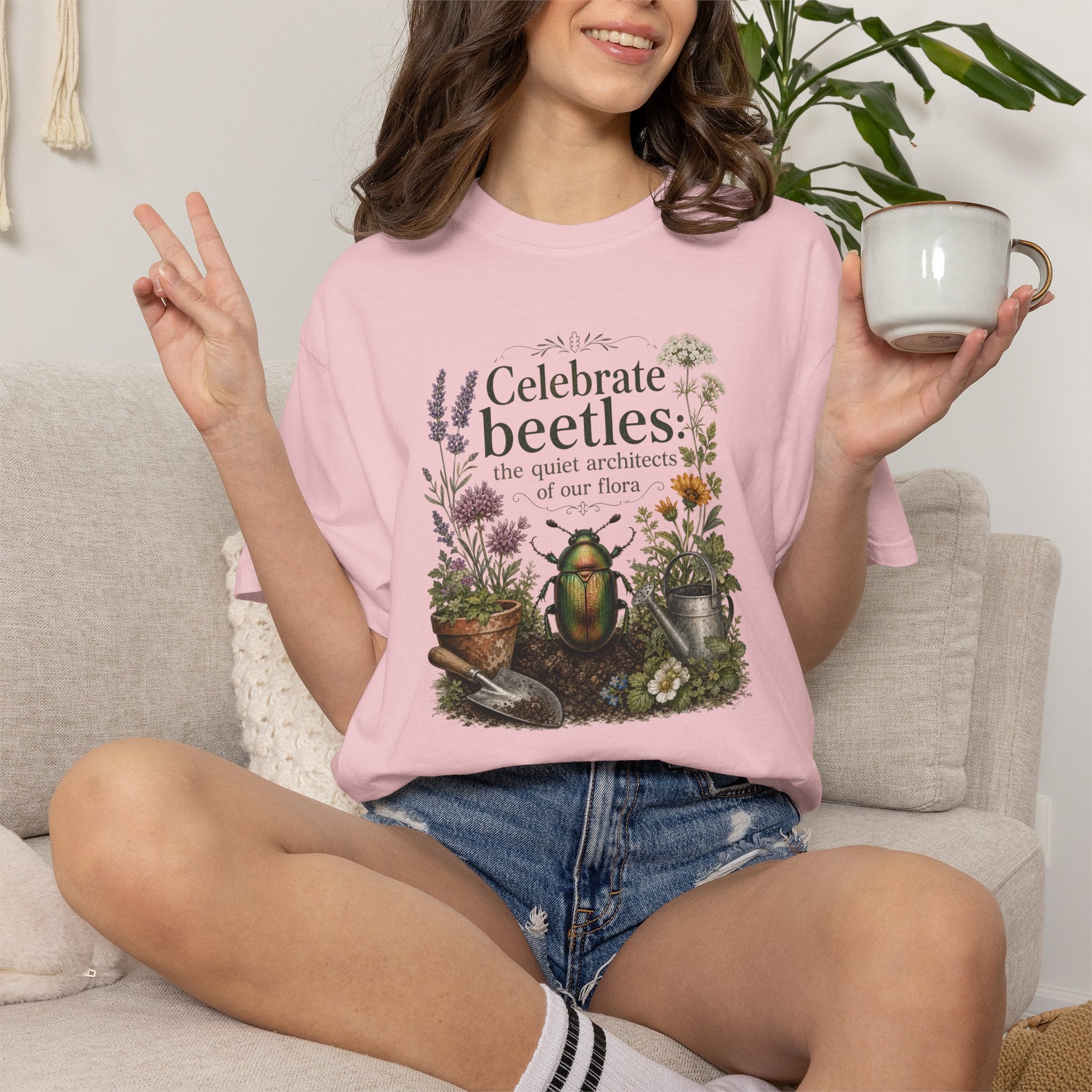Celebrate Beetles The Quiet Architects of our Flora T-Shirt — Vintage Botanical Insect Garden Tee