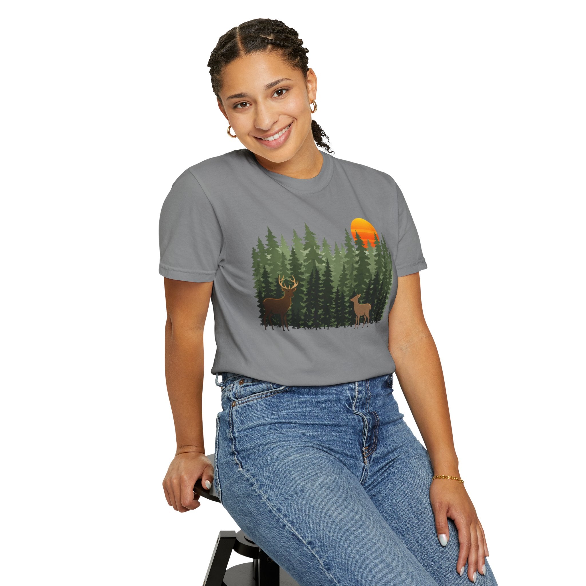 Forest Sunset Deer T-Shirt — Nature Wildlife Tee