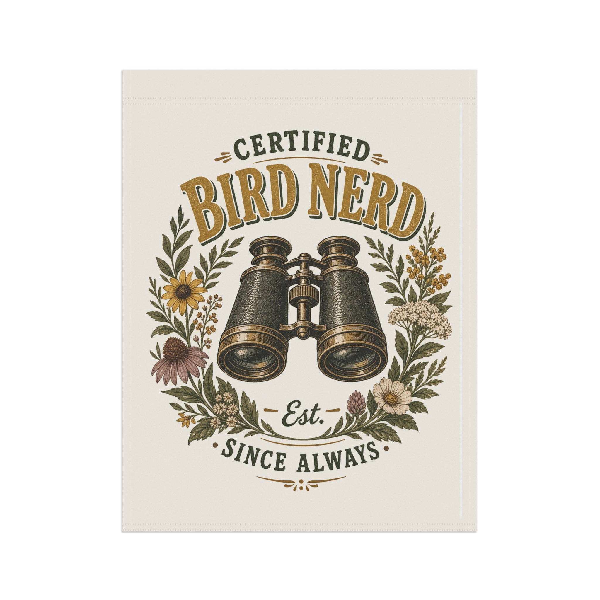 Certified Bird Nerd Garden Flag — Funny Birdwatcher Yard Decor Gift