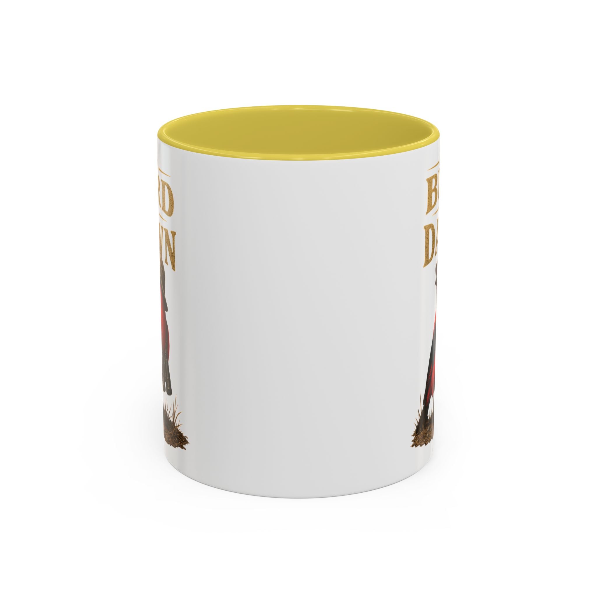 Birdwatcher Coffee Mug — "We Bird at Dawn" Illustrated Scarlet Tanager Mug (11oz/15oz)