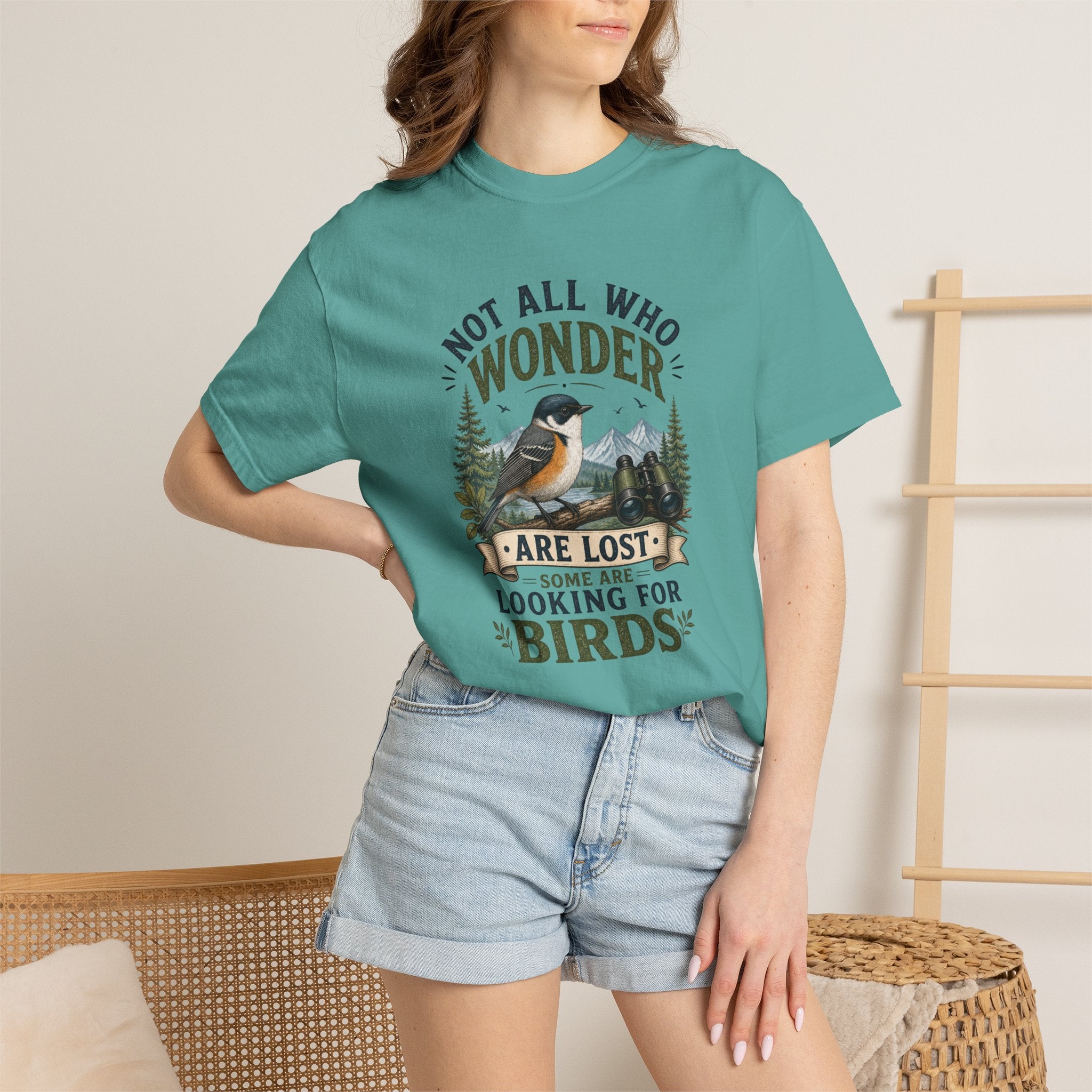 Birdwatcher T-Shirt — Not All Who Wonder Are Lost Nature Hiking Tee