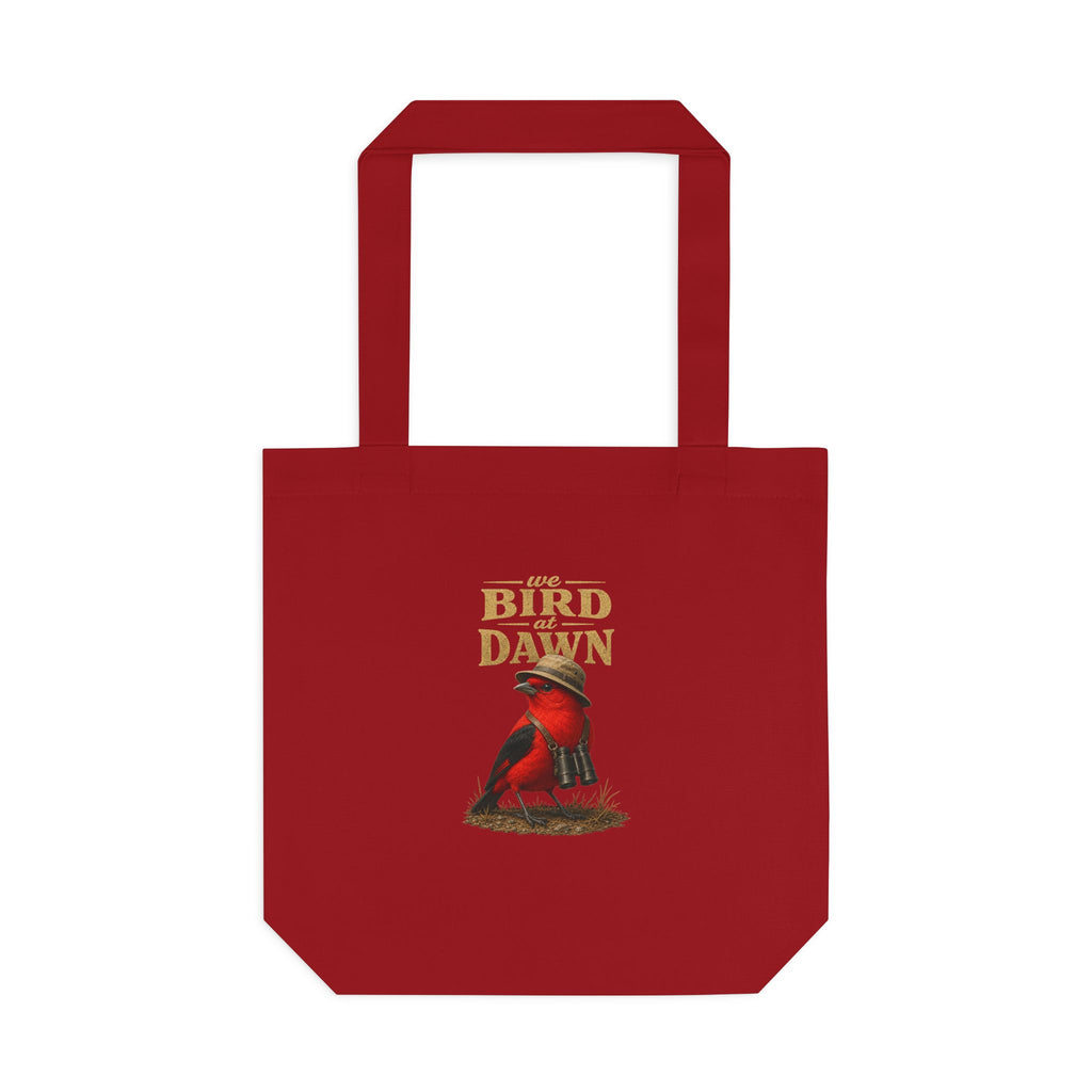 We Bird at Dawn Cotton Tote Bag – Vintage Red Scarlet Tanager Bird Eco Shopper