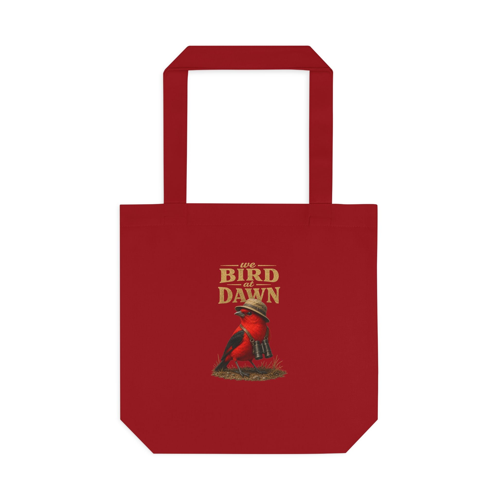 We Bird at Dawn Cotton Tote Bag – Vintage Red Scarlet Tanager Bird Eco Shopper