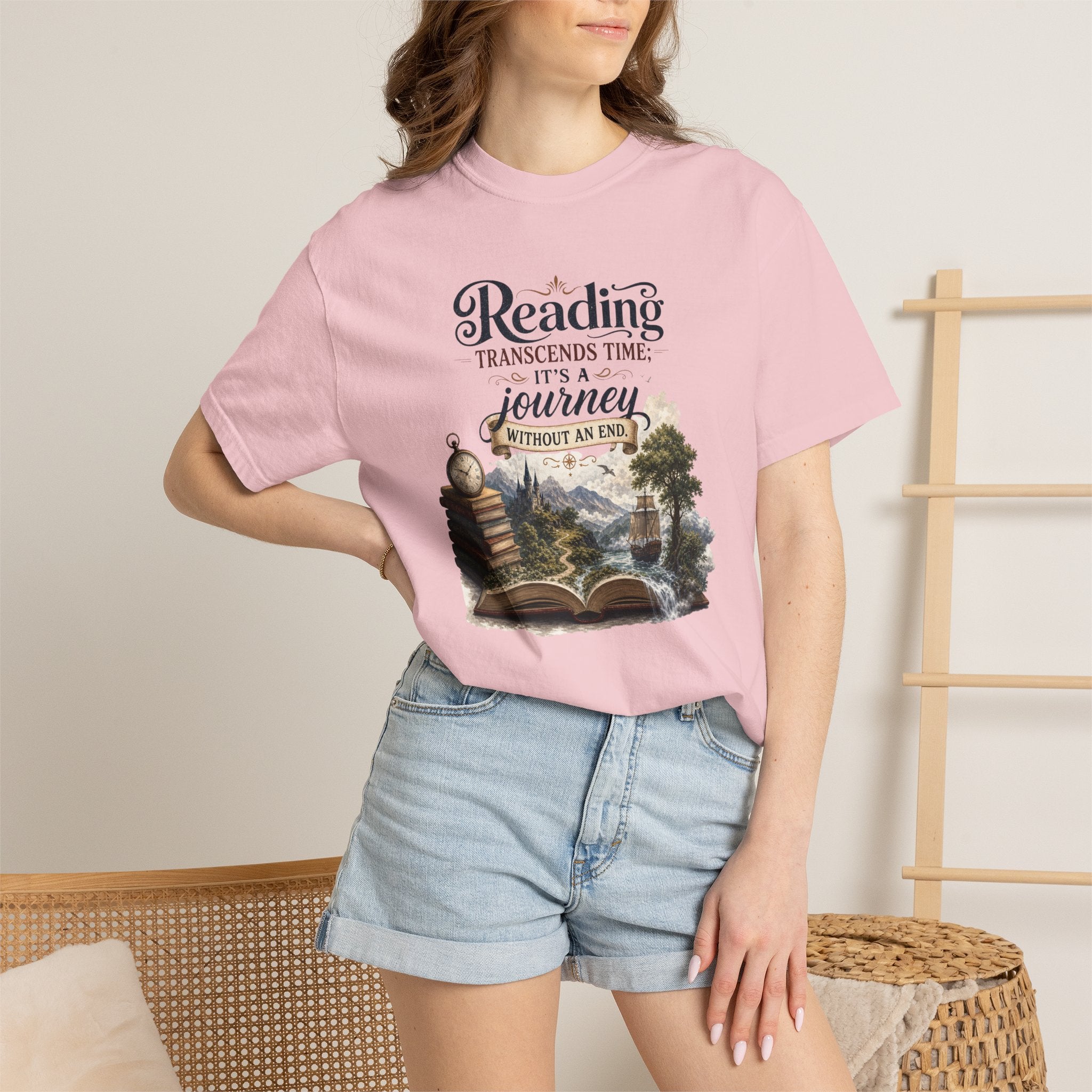 Reading Transcends Time It's A Journey Without an End Books Take You on a Journey Graphic Tee Reading T-Shirt