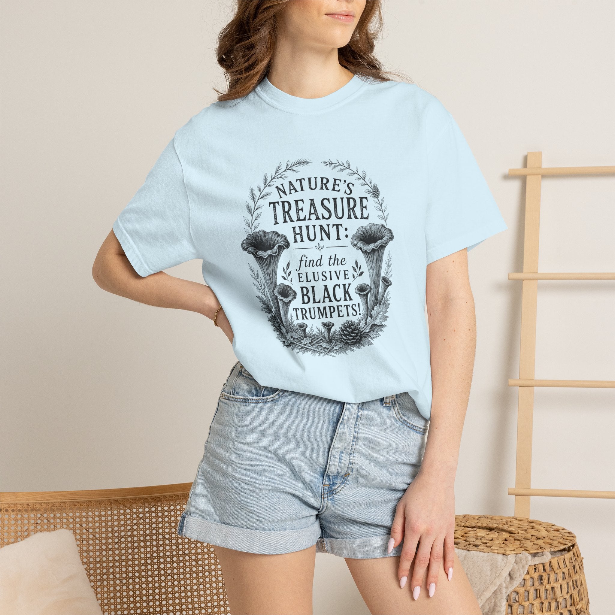 Mushroom Foraging T-Shirt - "Nature's Treasure Hunt: Find the Elusive Black Trumpets"