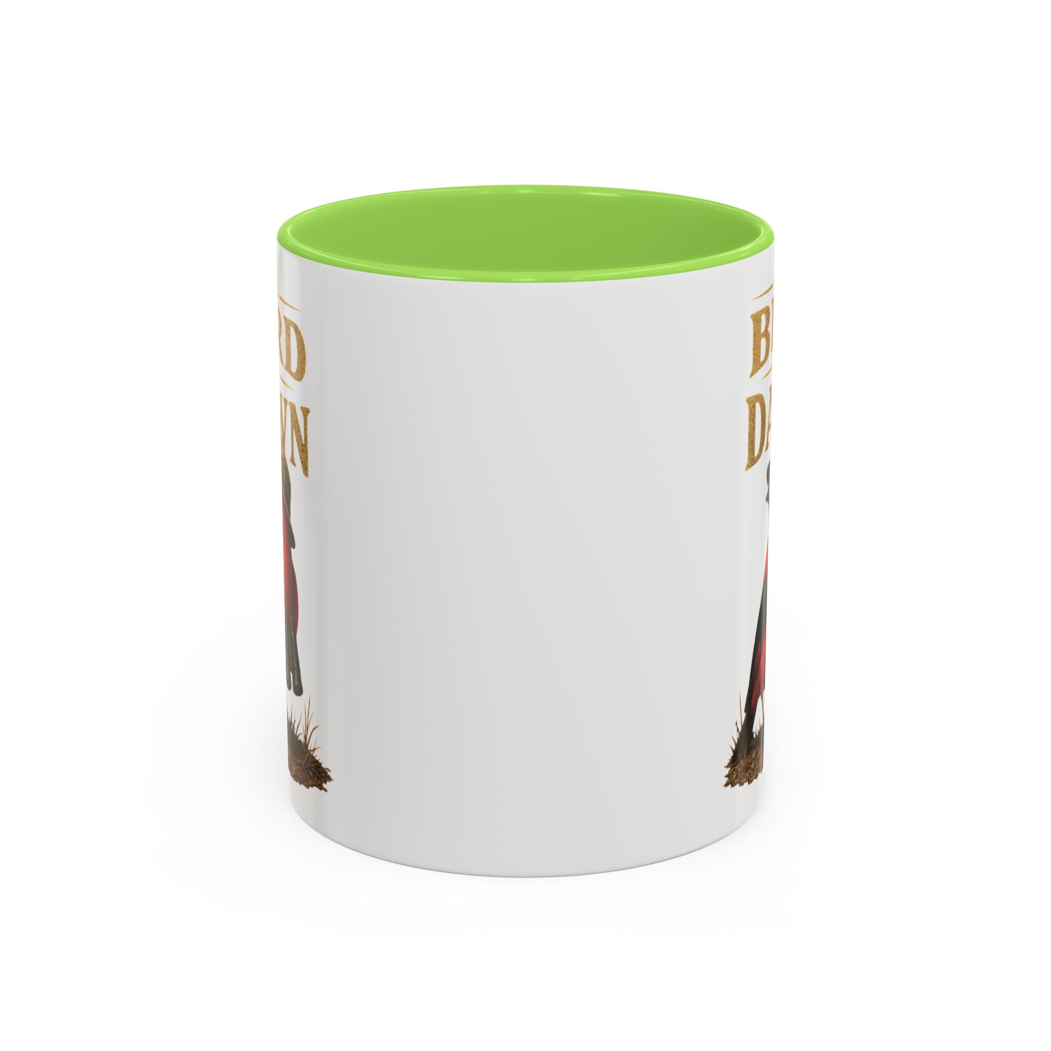 Birdwatcher Coffee Mug — "We Bird at Dawn" Illustrated Scarlet Tanager Mug (11oz/15oz)