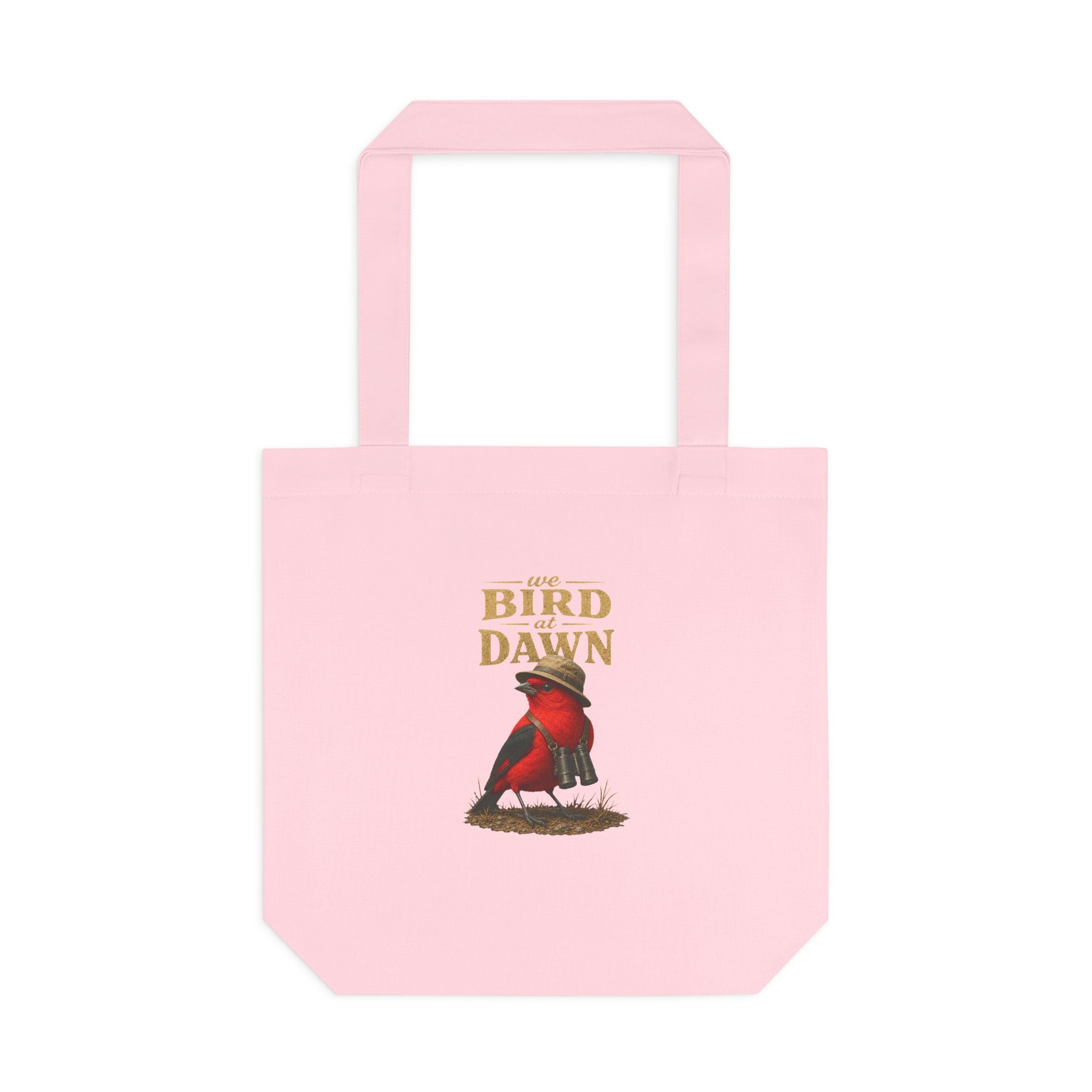 We Bird at Dawn Cotton Tote Bag – Vintage Red Scarlet Tanager Bird Eco Shopper