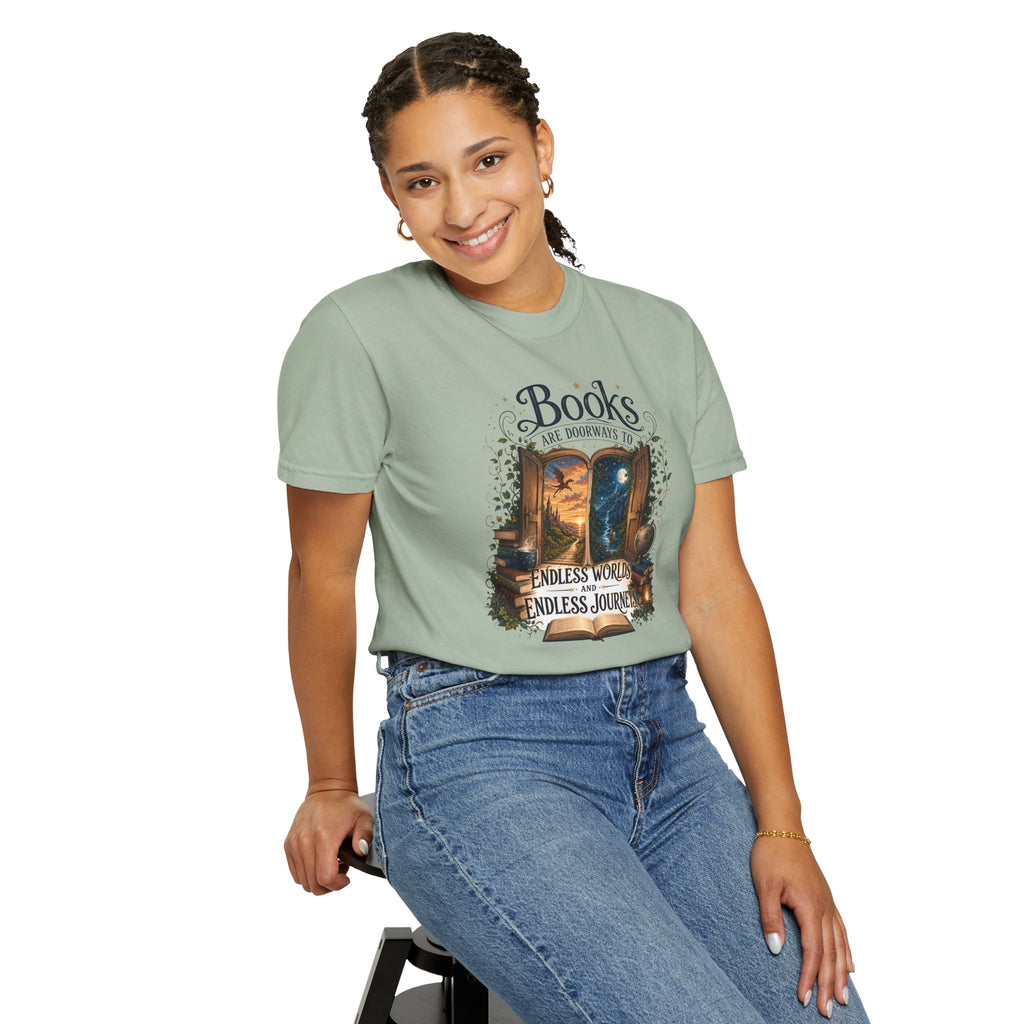 Books Aer Doorways to Endless Worlds and Endless Journeys T-Shirt