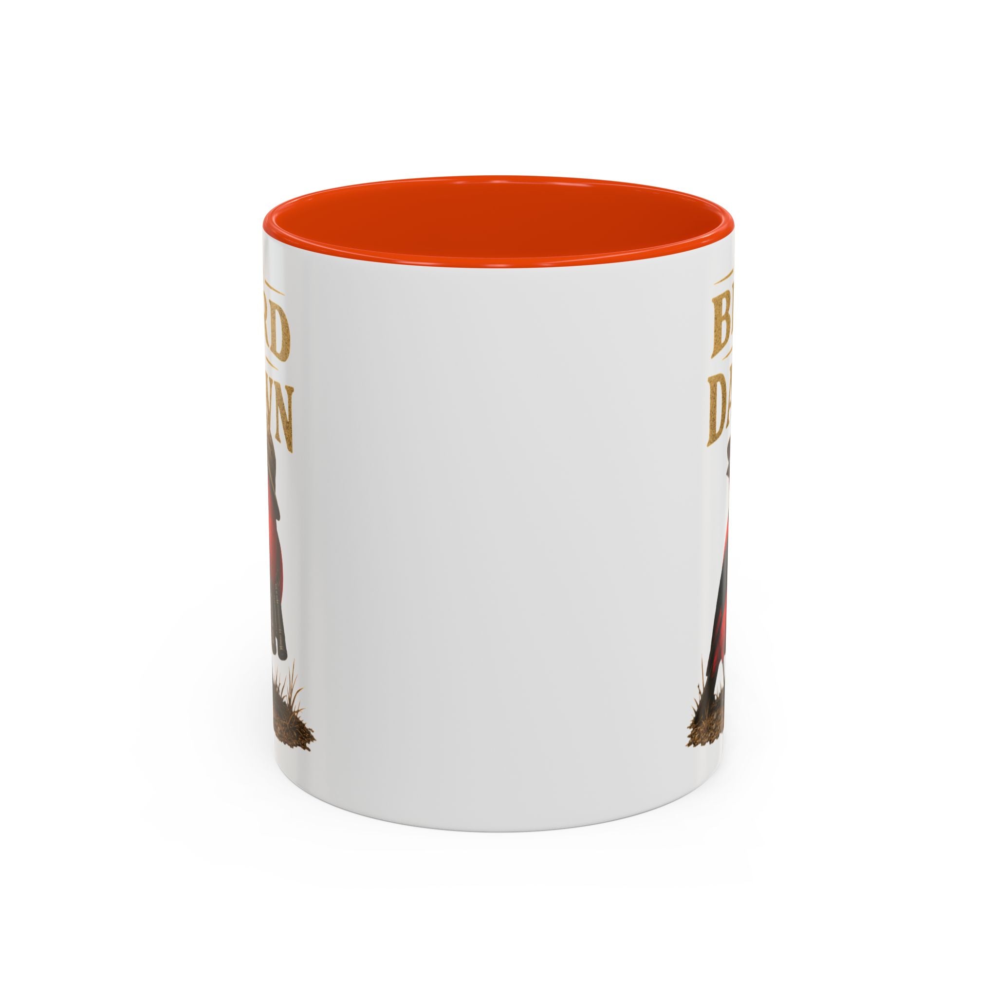 Birdwatcher Coffee Mug — "We Bird at Dawn" Illustrated Scarlet Tanager Mug (11oz/15oz)