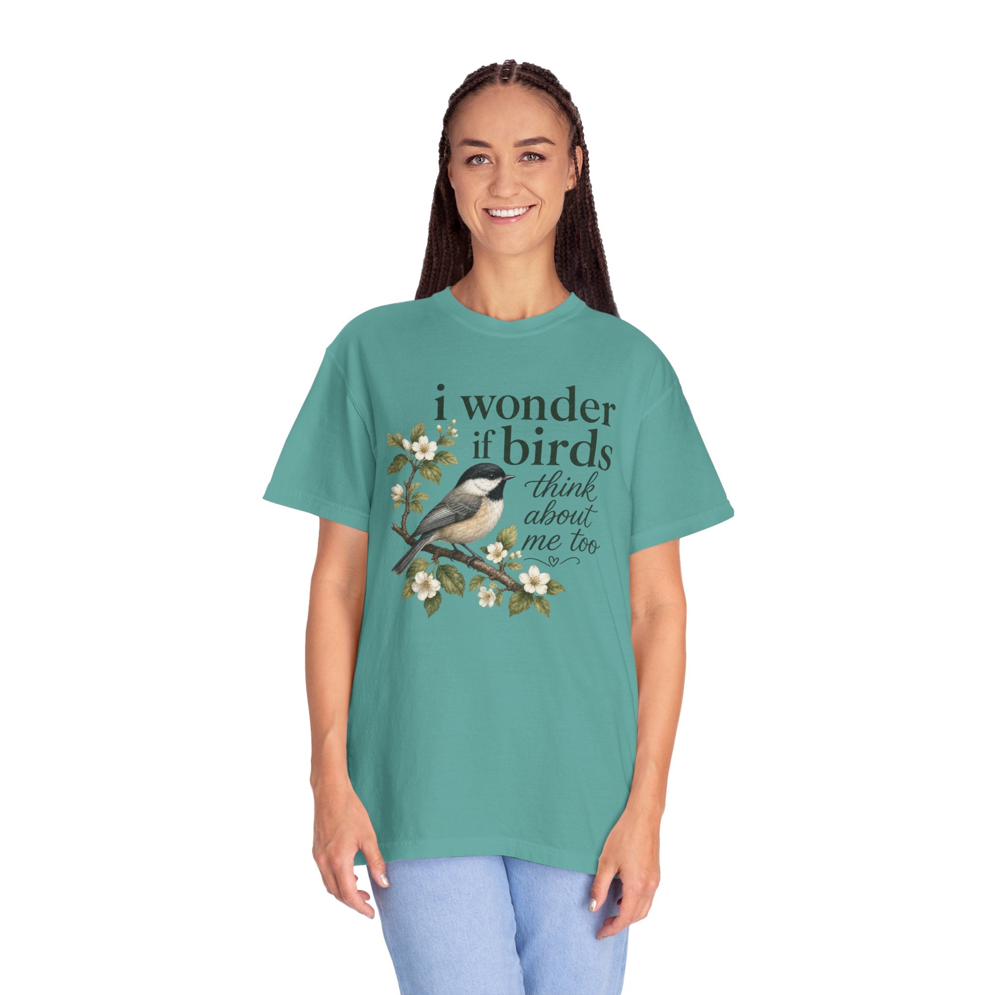 "I Wonder If Birds Think About Me Too" T-Shirt — Bird Lover Tee