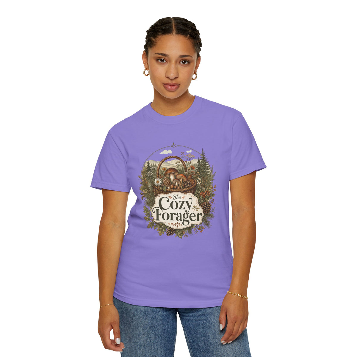 The Cozy Forager T-Shirt - Foraging Mushrooms & Forest Treasures